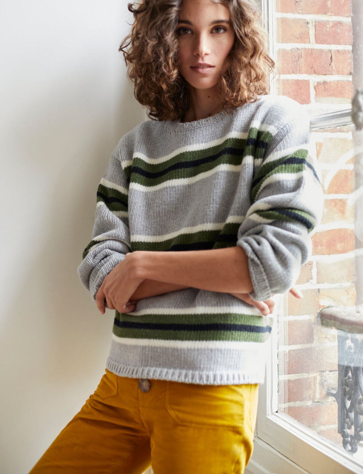 Maglia Elina in lana grigio/verde