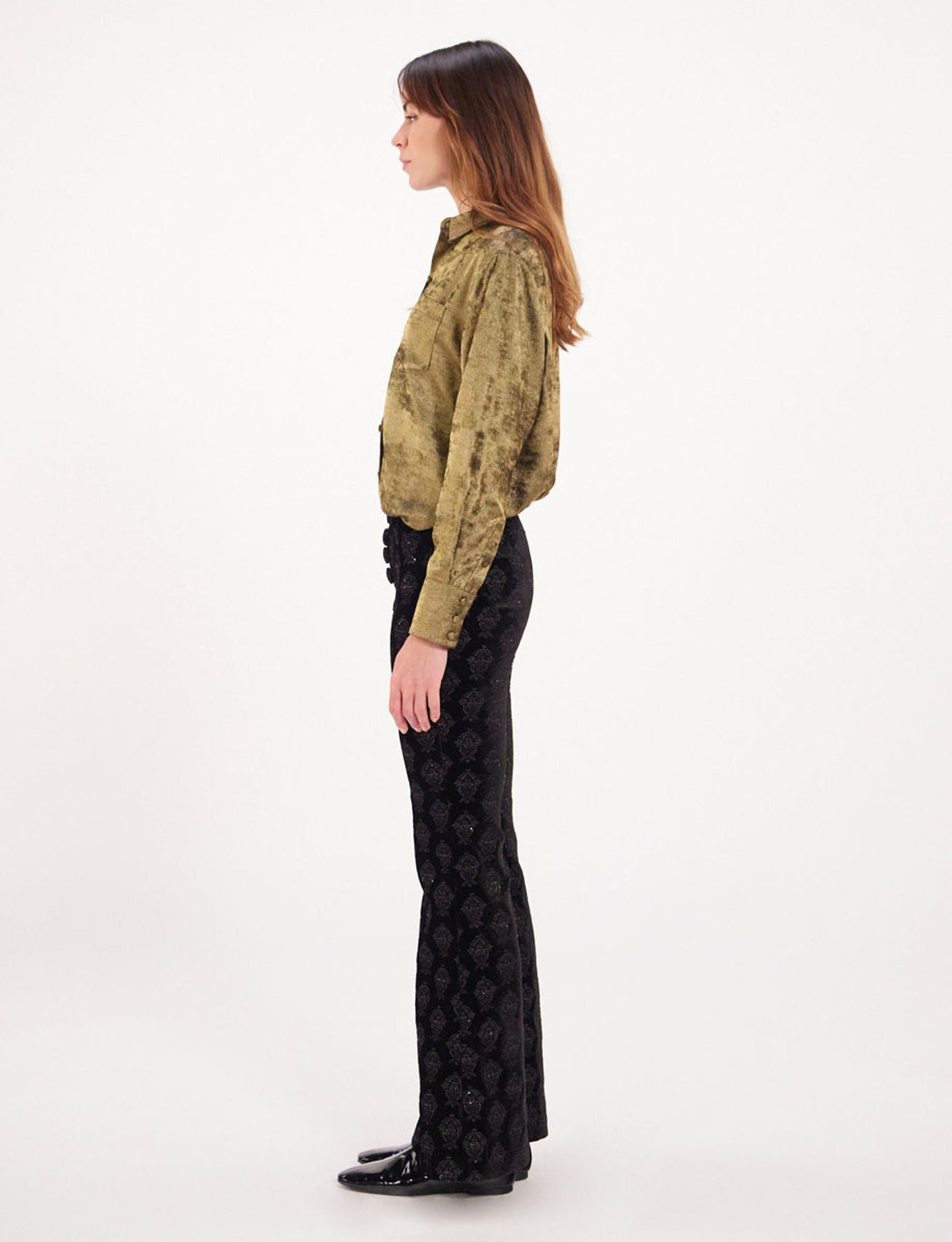 Pantalone Charlotte bordado en terciopelo negro