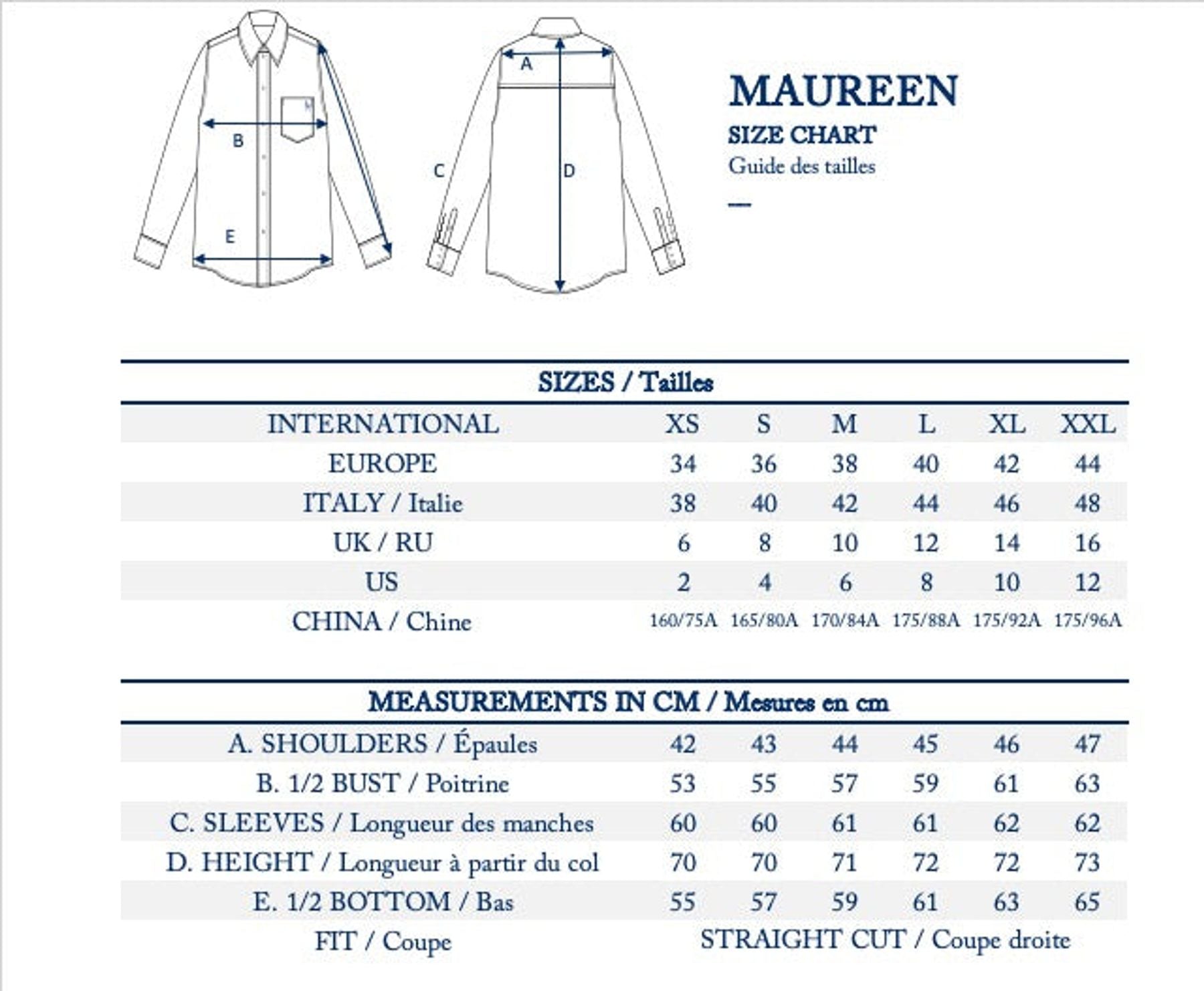Camicia a righe bianche e blu di Maureen