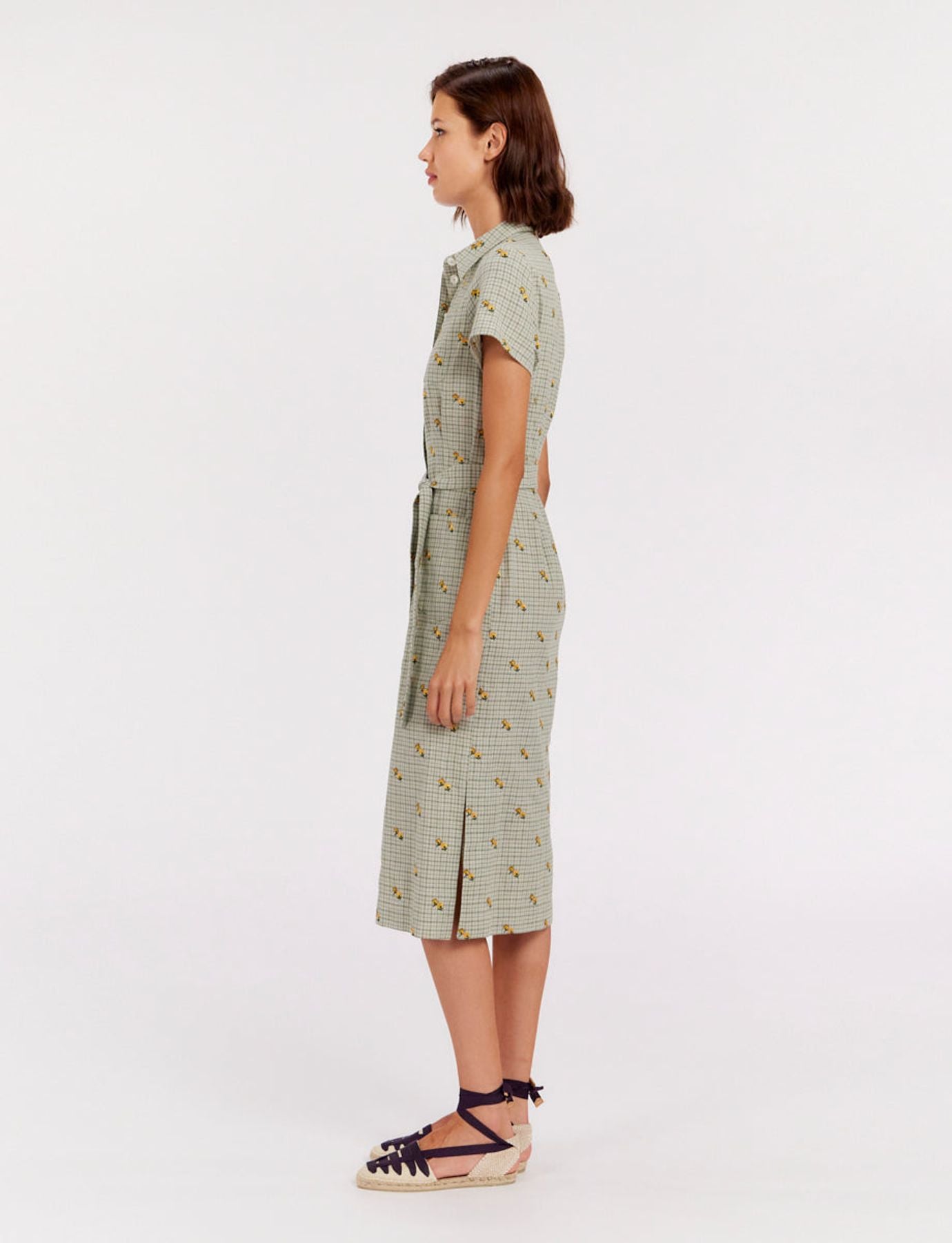 Vestido recto Ethel, timbrato in verde