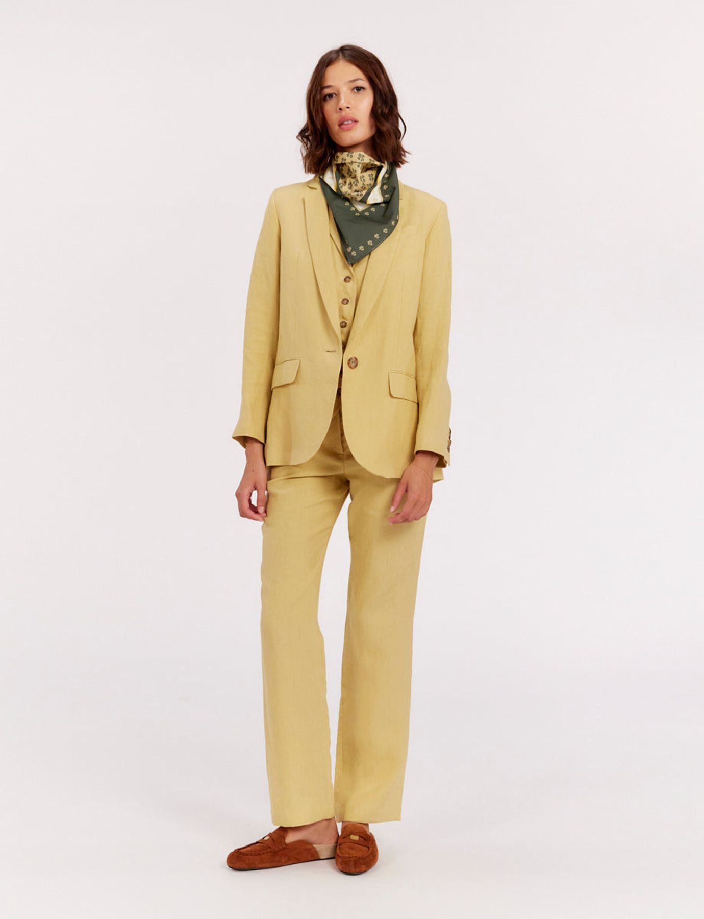 Camicia Bruna di lino amarillo