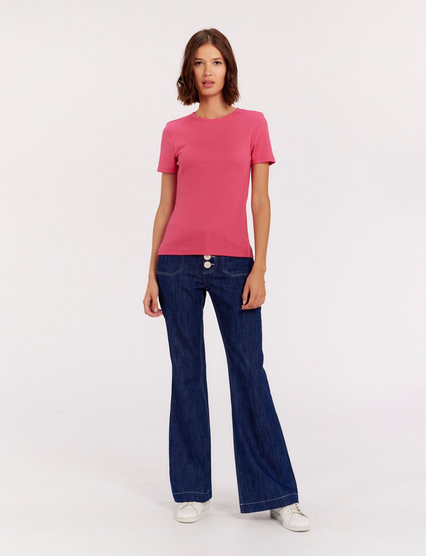 T-shirt a coste rosa Ella