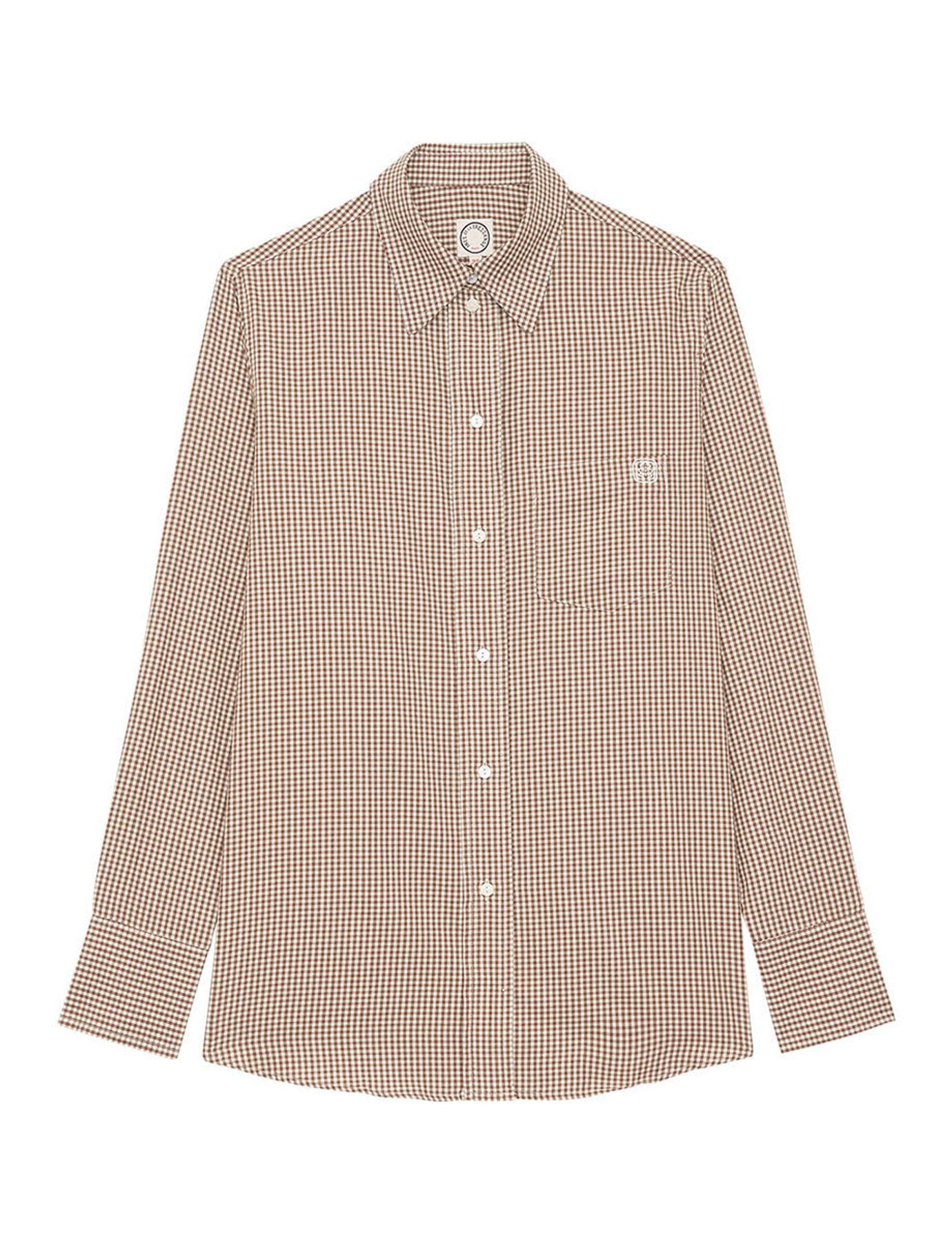 Camisa Maureen marrón y crudo, solapas en contrastes
