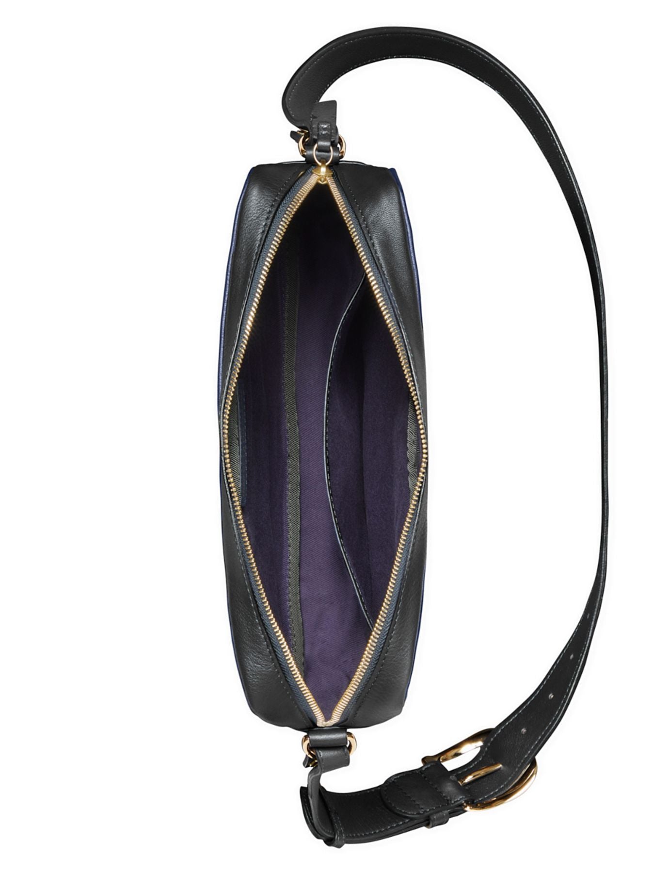Marcia bolso grande negro ribeteado azul marino