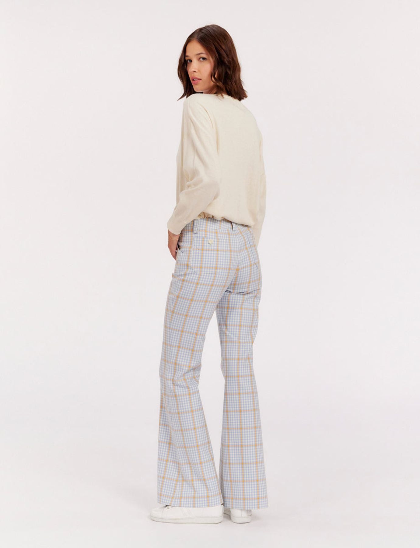 Pantalone Charlotte a cuadros azules y naranjas