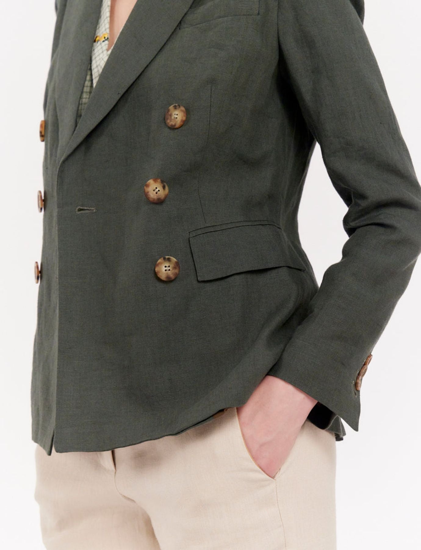 Giacca Maurice in lino verde scuro
