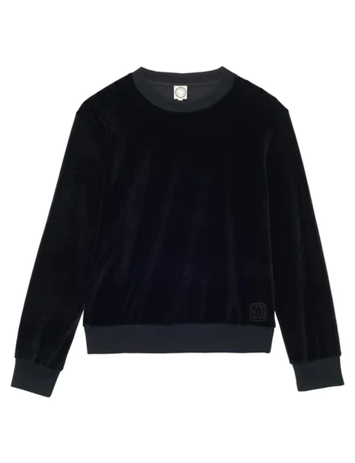 Sudadera Mathilde di terciopelo nero liso