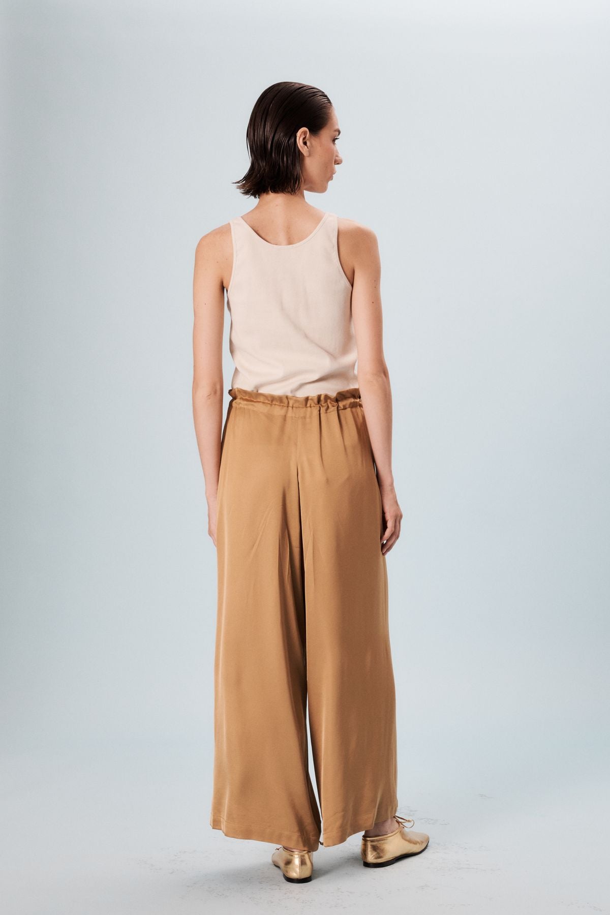 Pantaloni Kurt a gamba larga in cammello