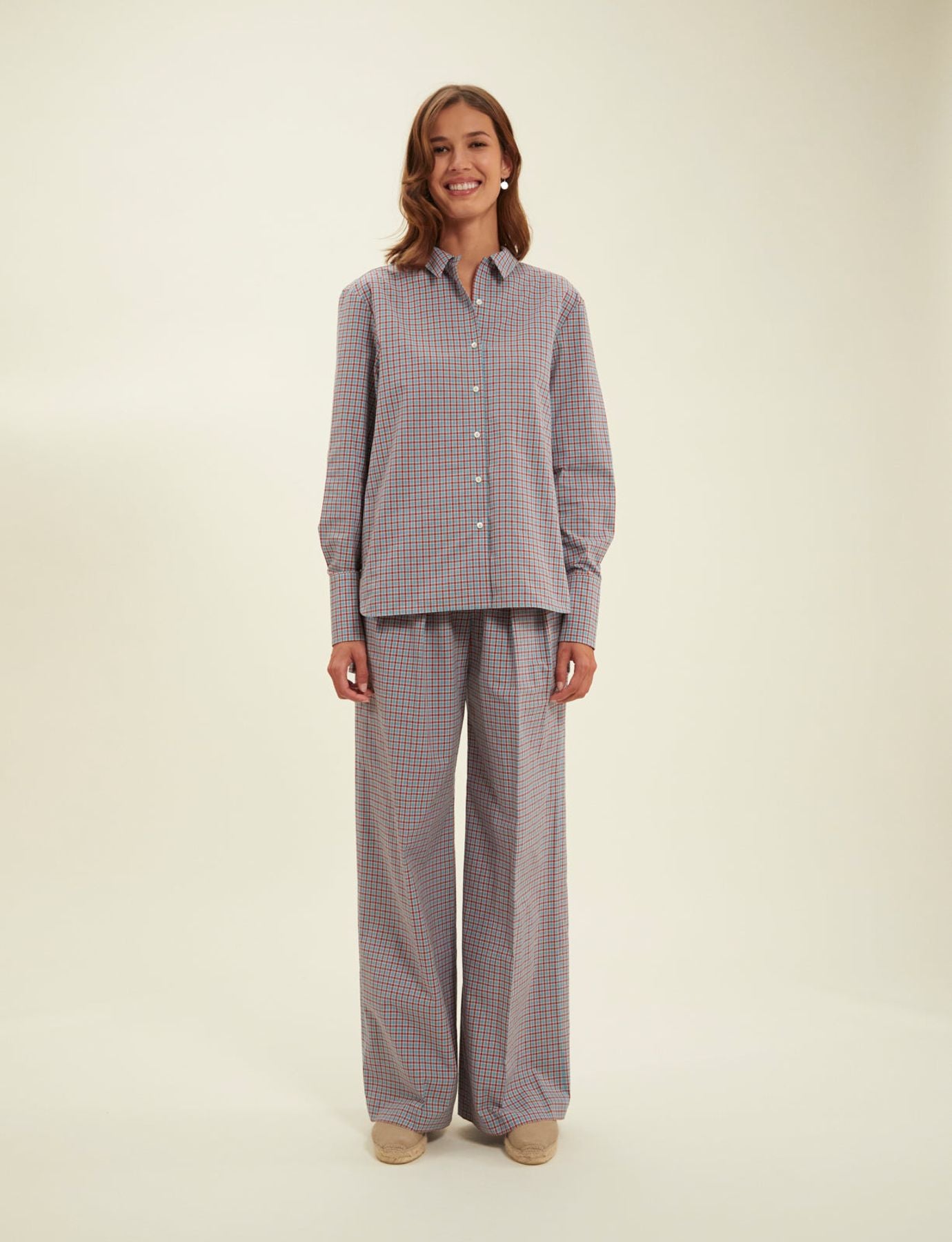 Camicia a quadri turchese Falco