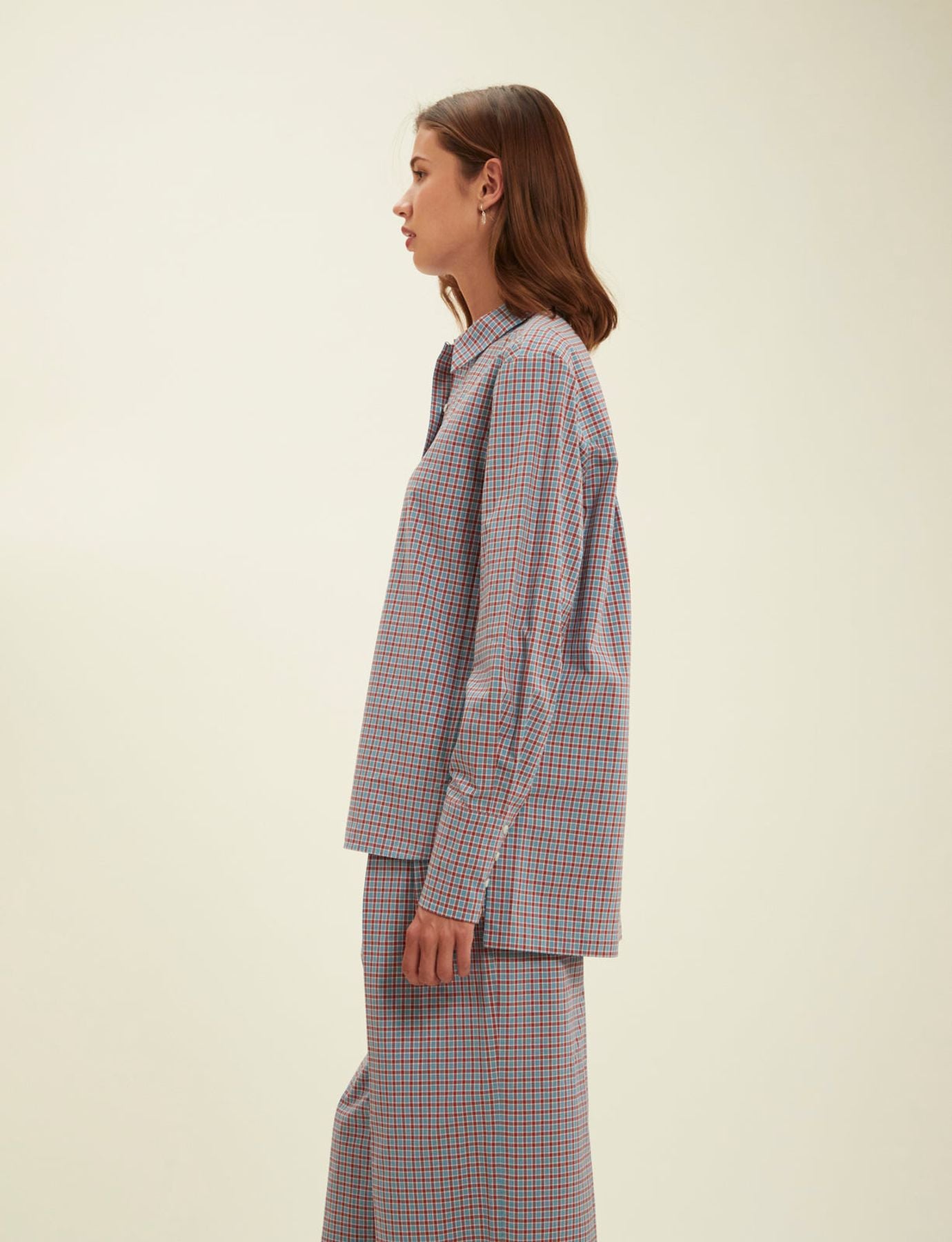 Camicia a quadri turchese Falco