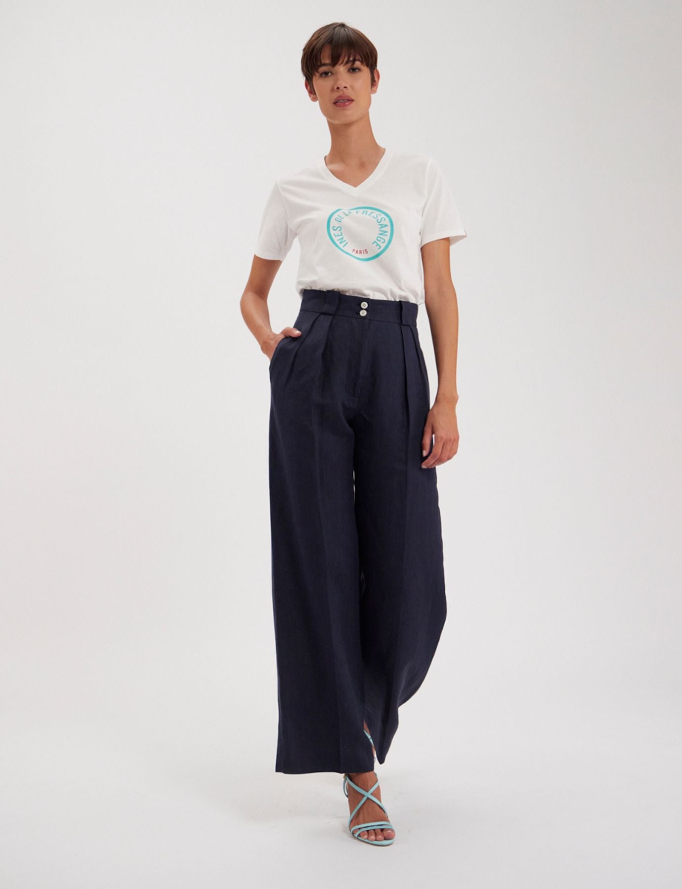 Pantaloni in lino Marlène