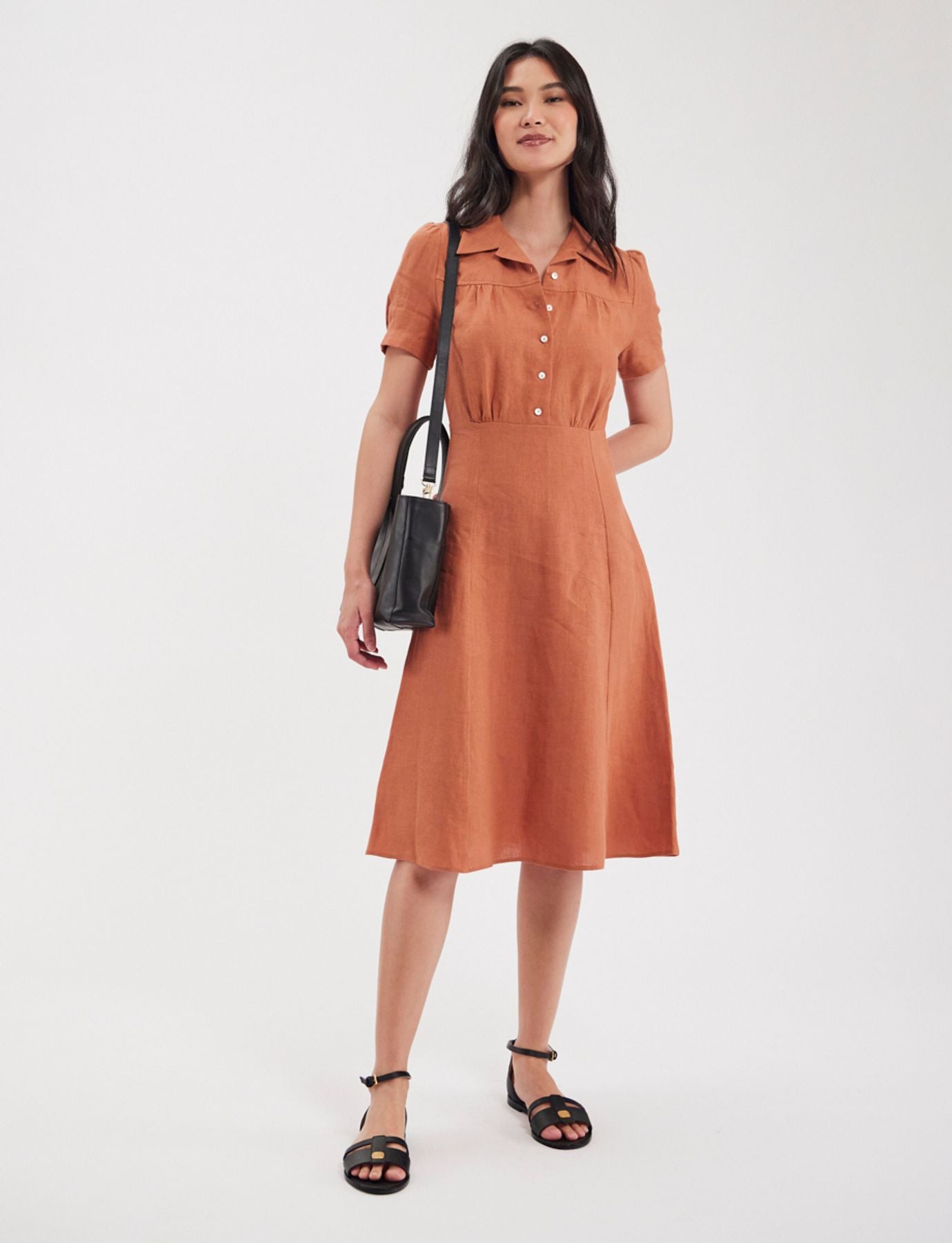 Vestido Angele Lino Caramelo
