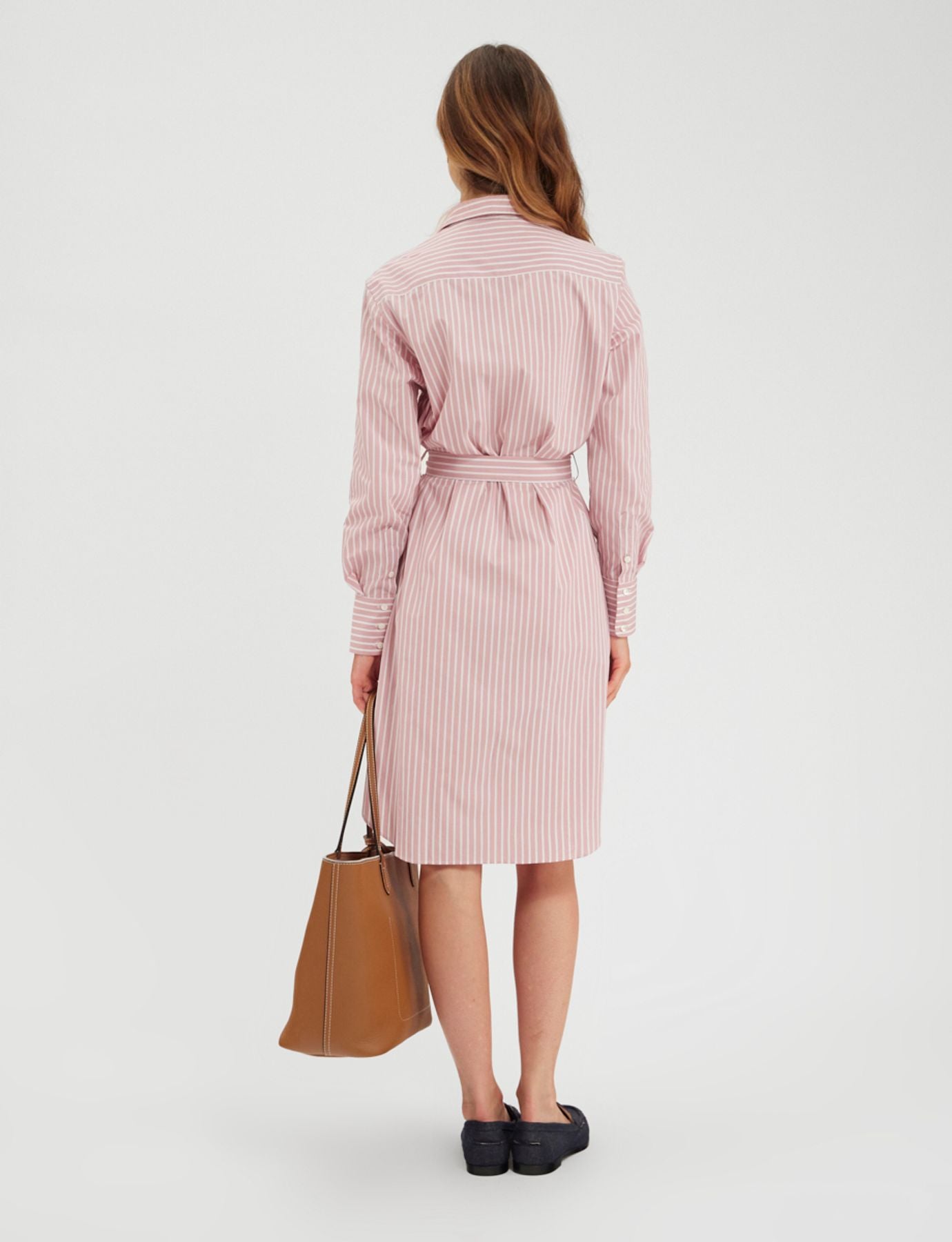 Vestido camisero Amour blanco y rosa