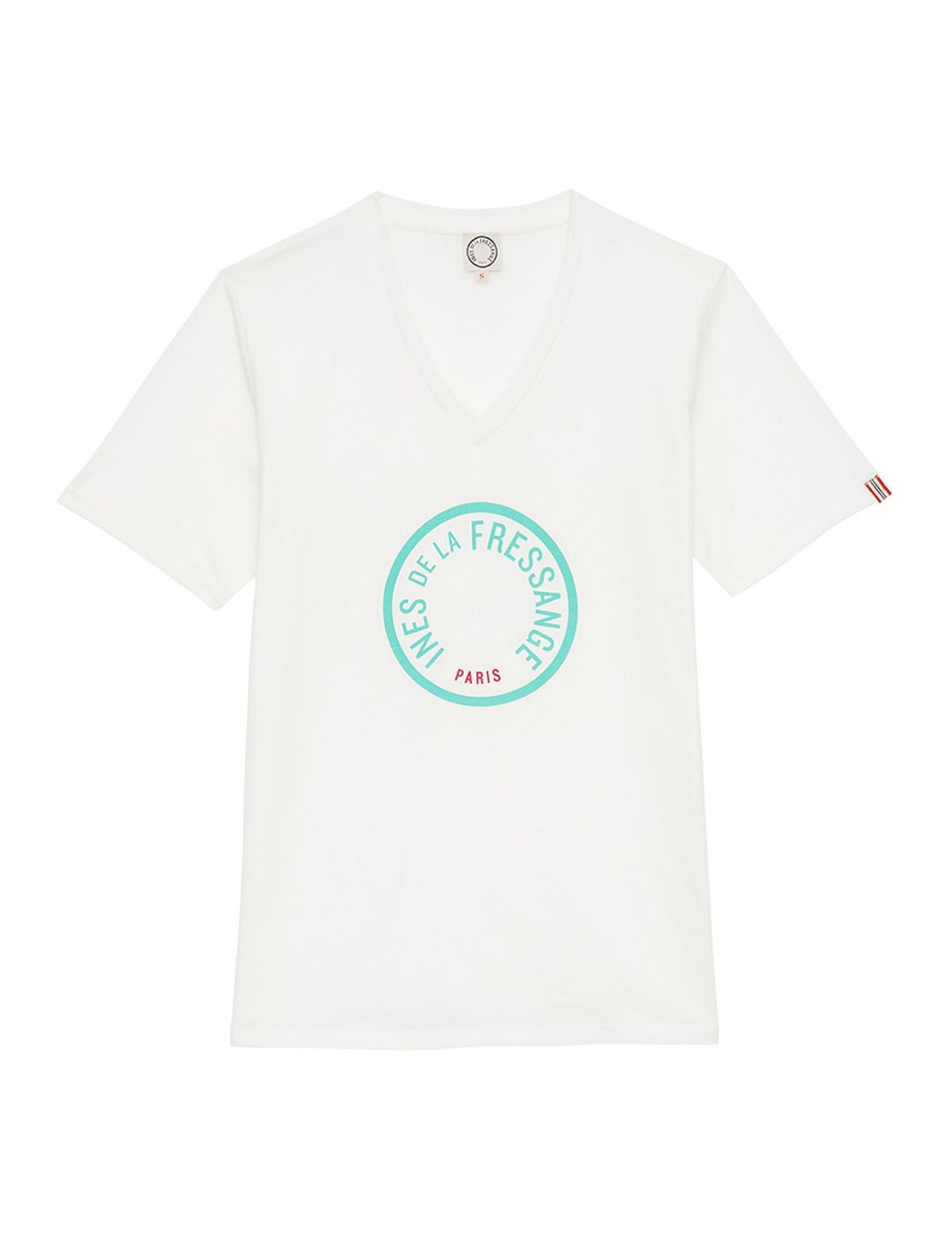 Pia T-shirt bianca con logo turchese