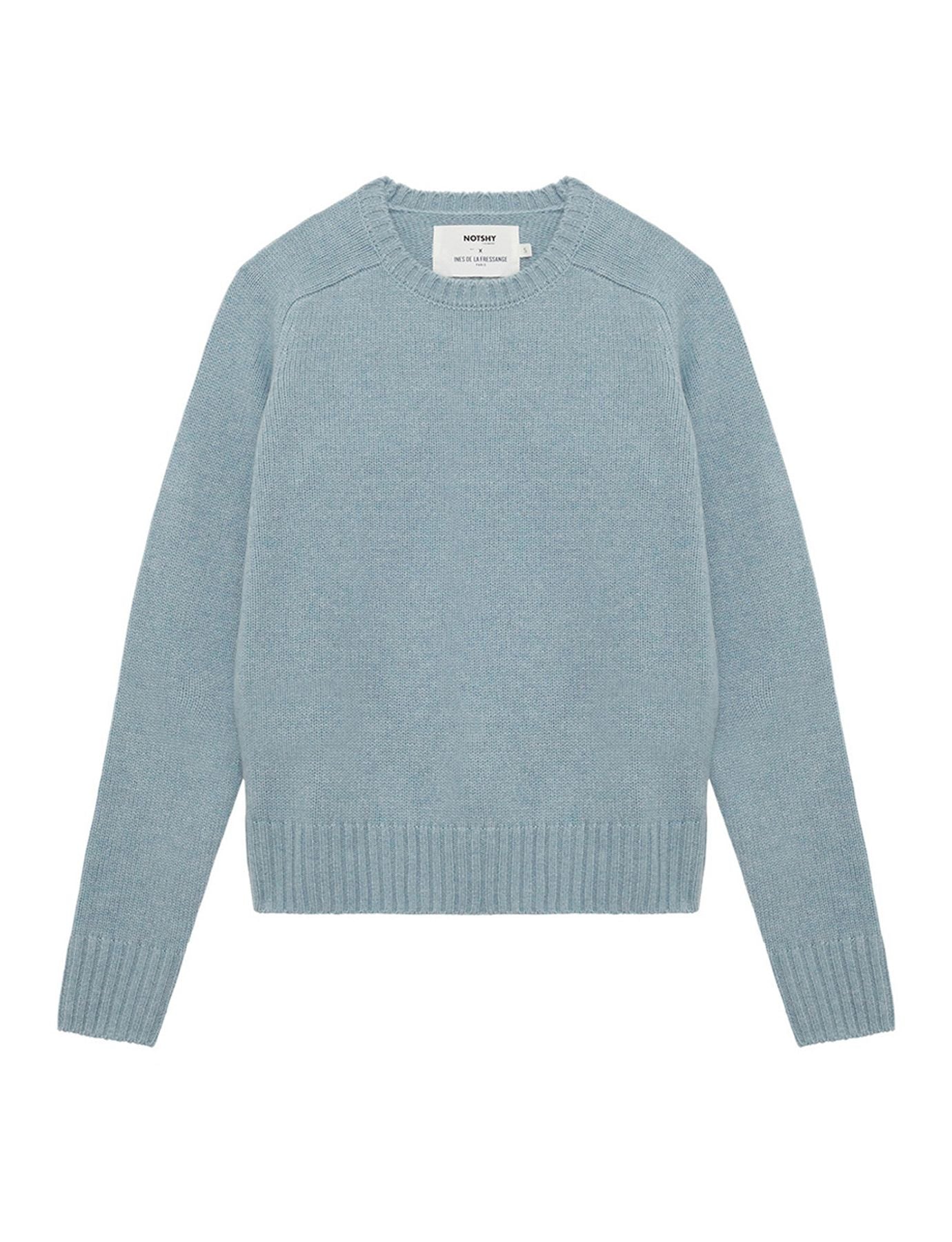 Ines x maglia di cachemira azul de cuello redondo con mangas martillo Notshy