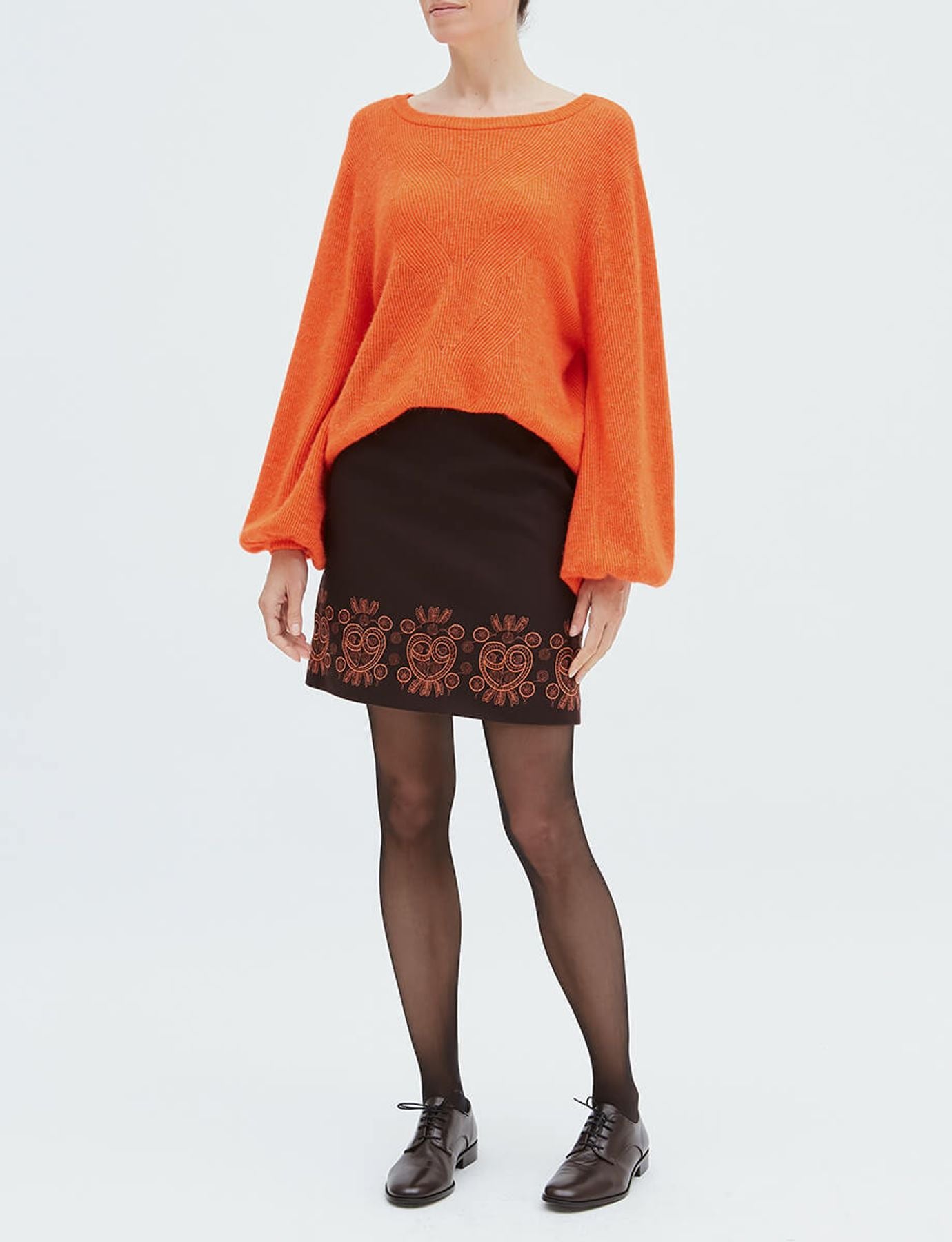 Gonna Sophia in lana marrone scuro