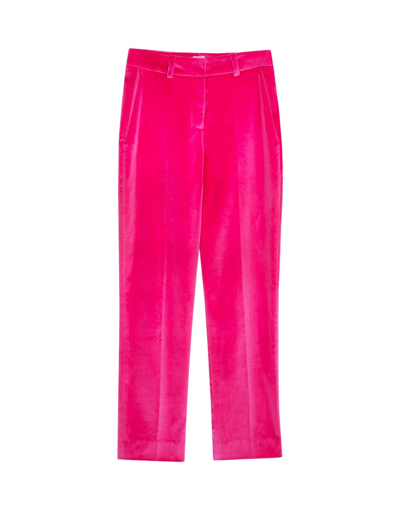 Pantaloni Audrey in terciopelo fucsia