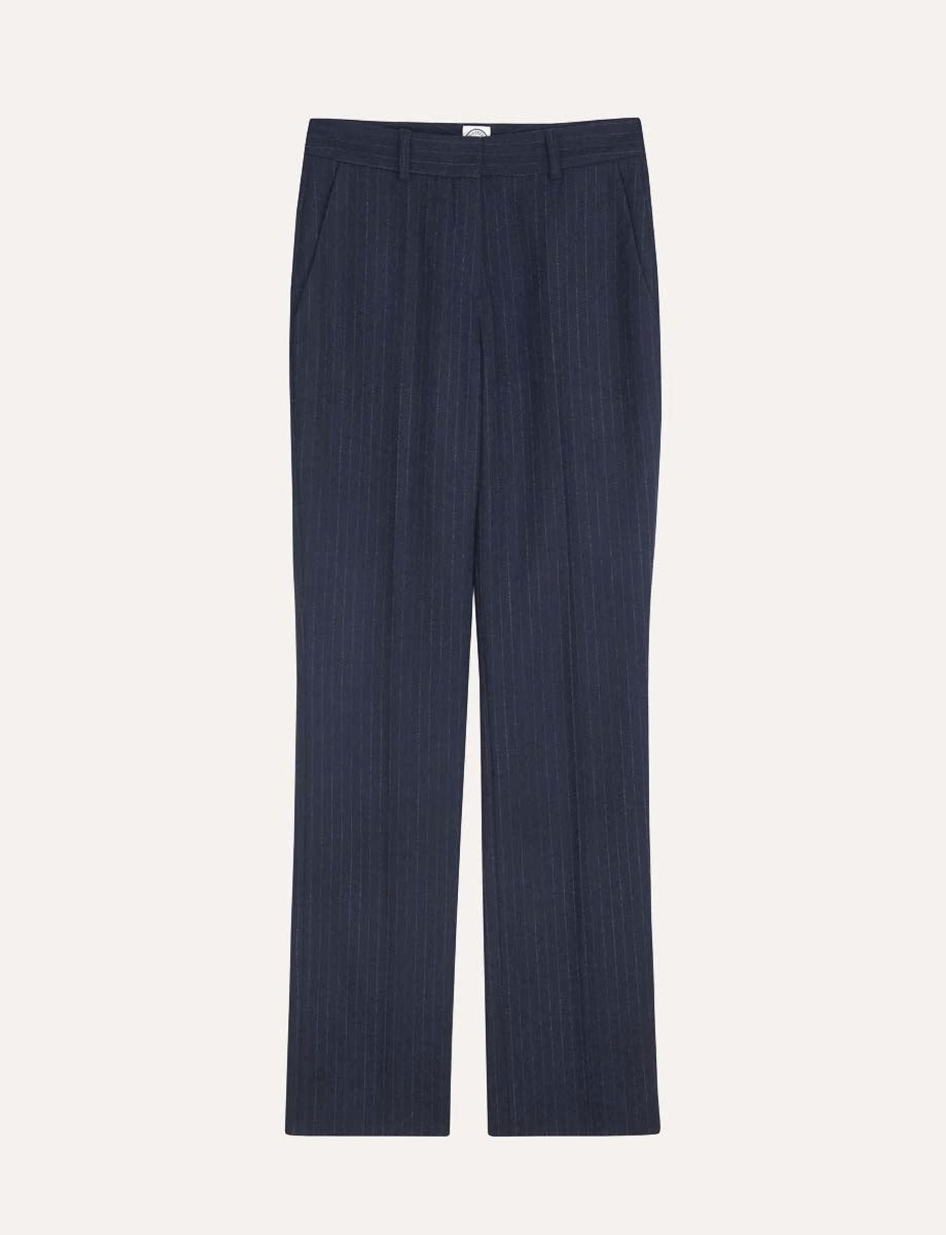 Pantalone Anatole a raggiera di lana blu marino