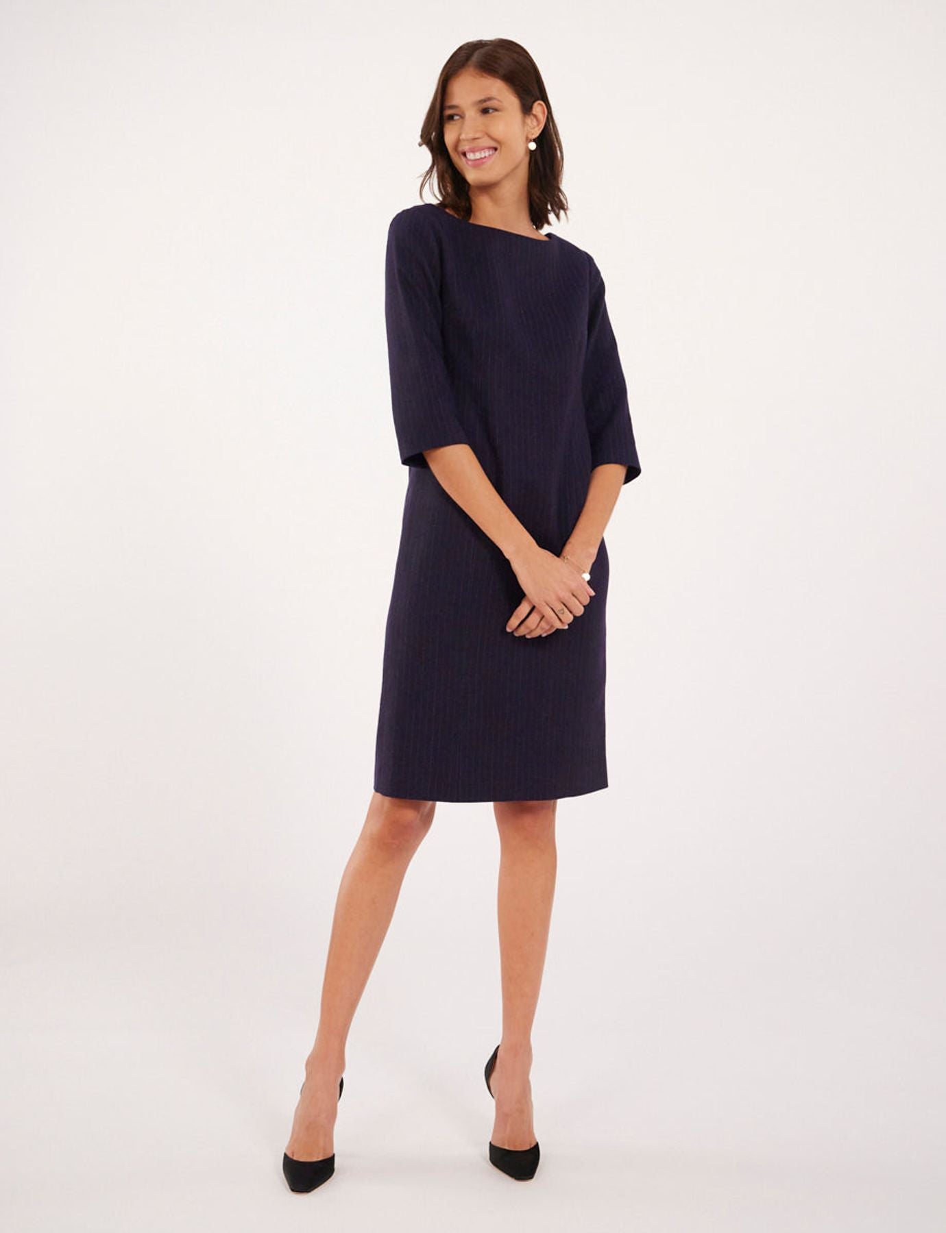 Abito Justine in lana blu navy