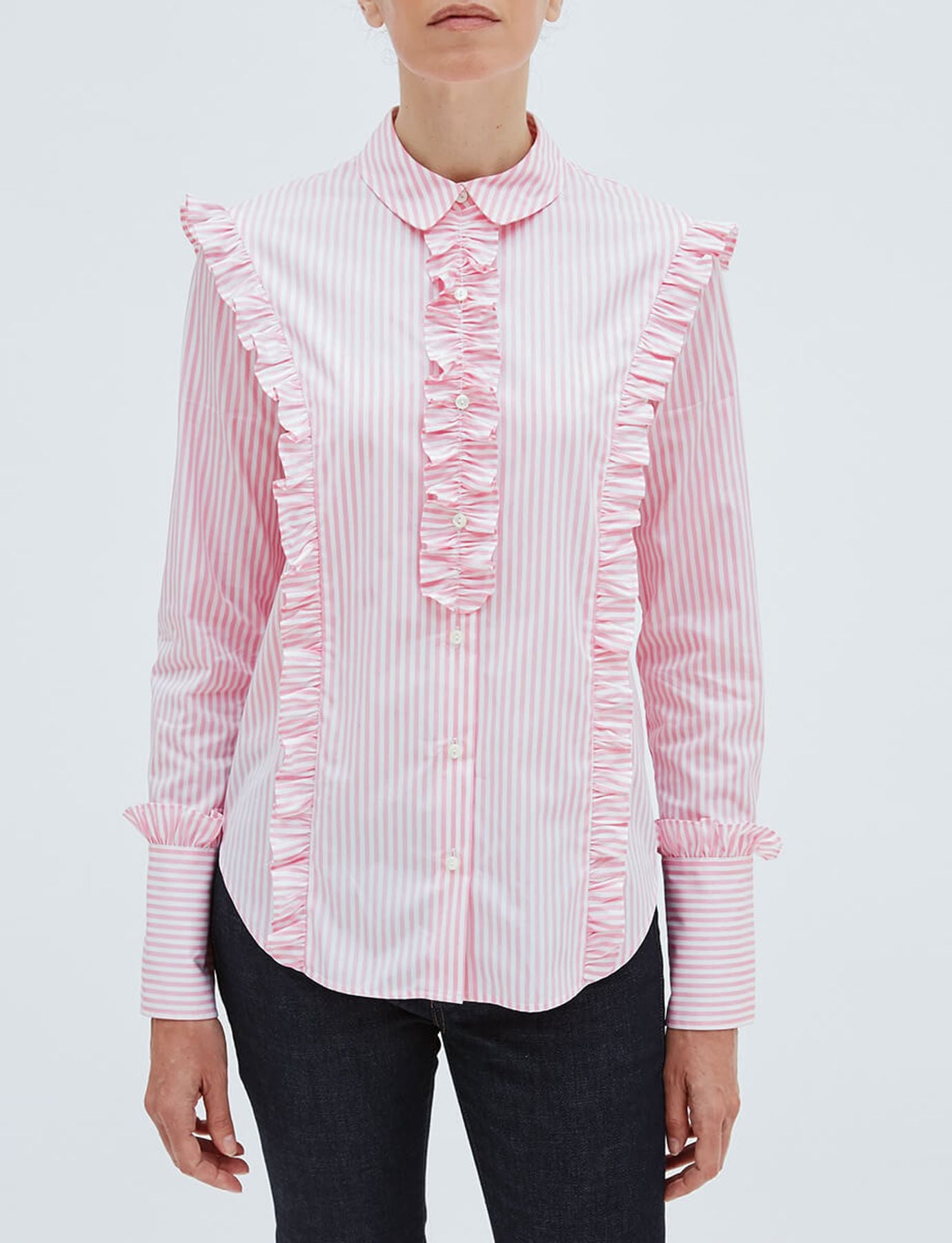 Camisa Lucina di algodón rosa pálido