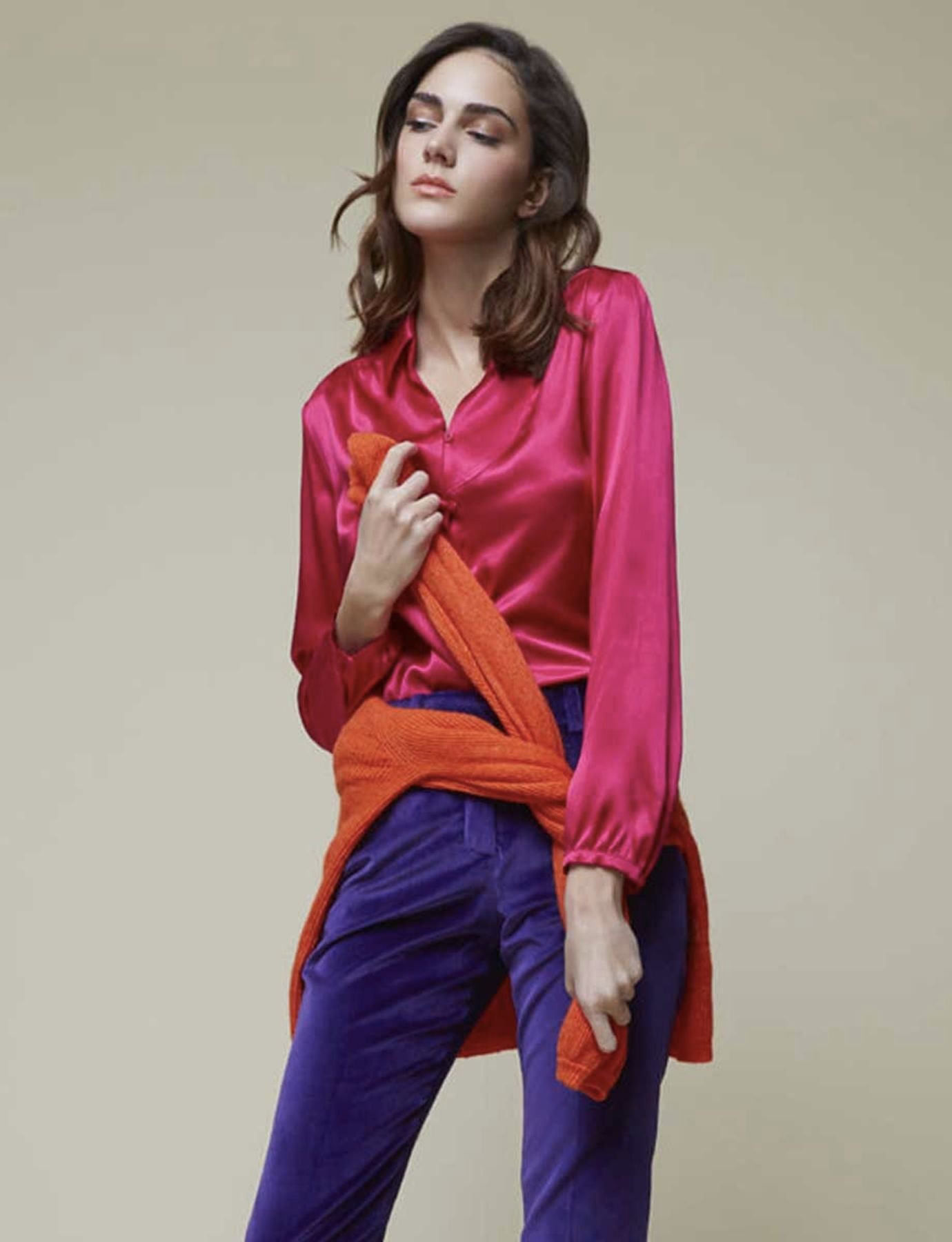 Blusa di seda rosa Aurora
