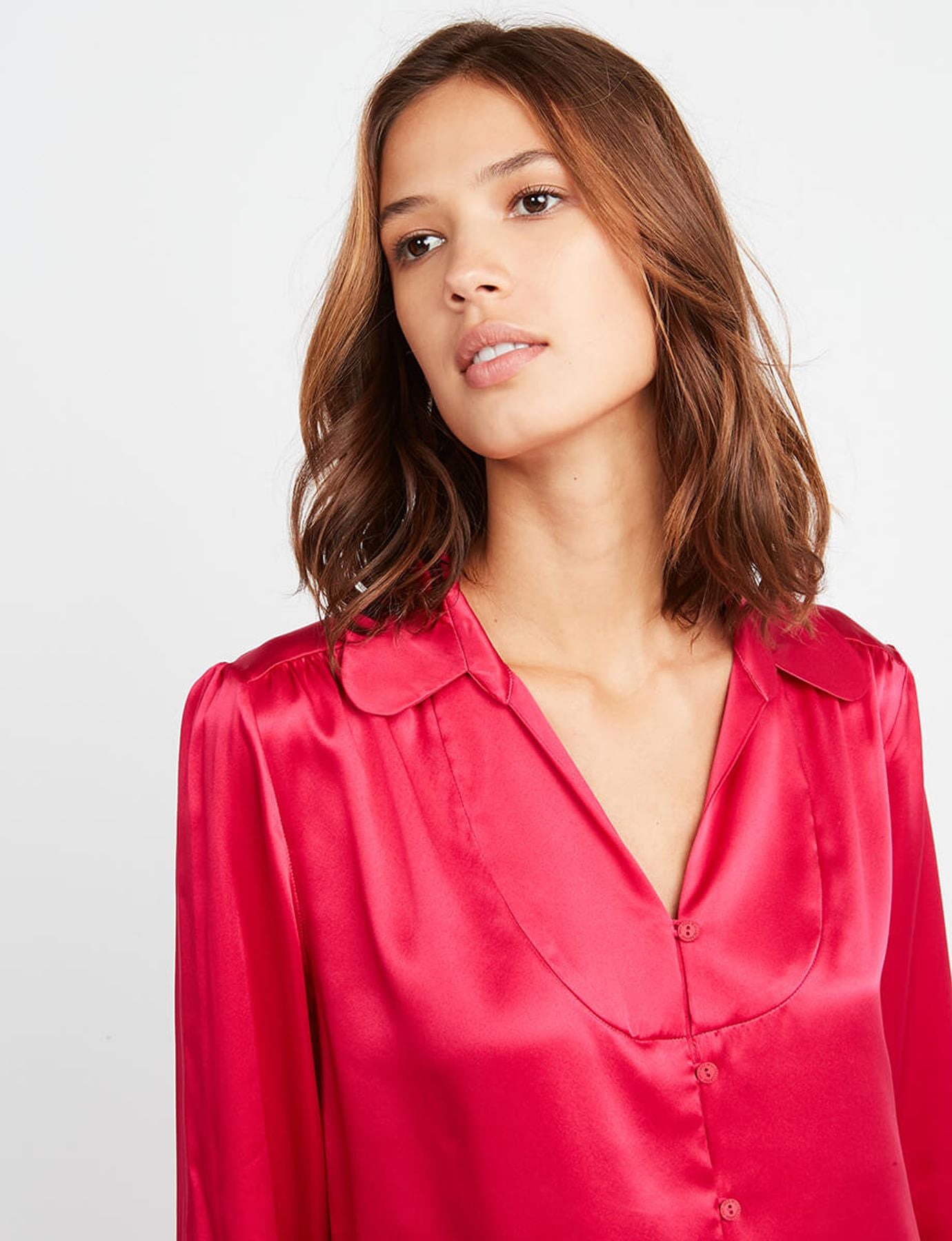 Blusa di seda rosa Aurora