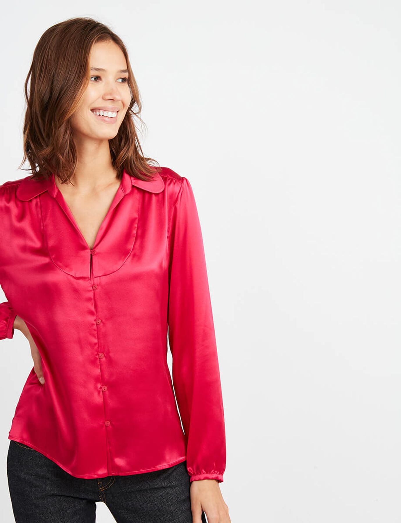 Blusa di seda rosa Aurora
