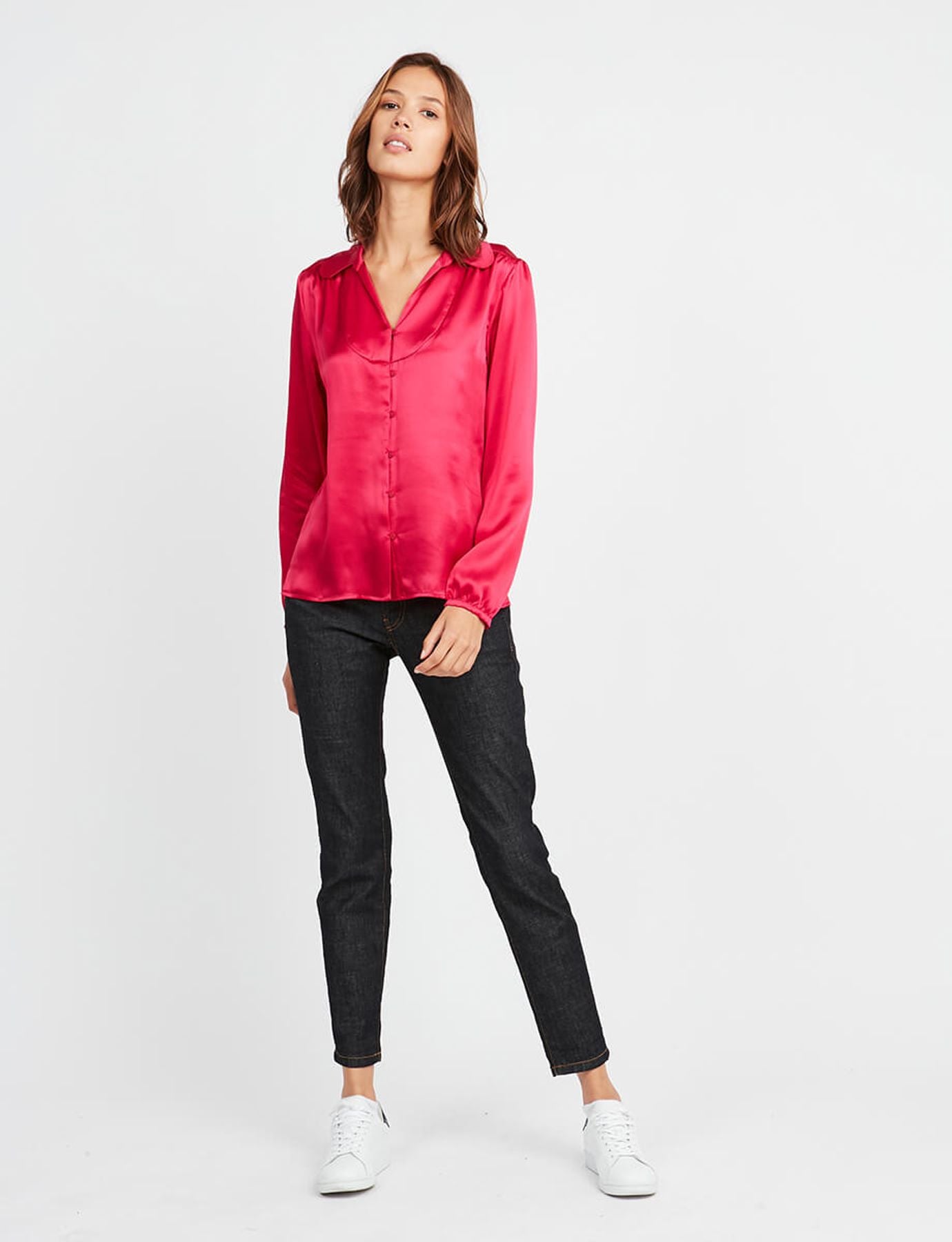 Blusa di seda rosa Aurora
