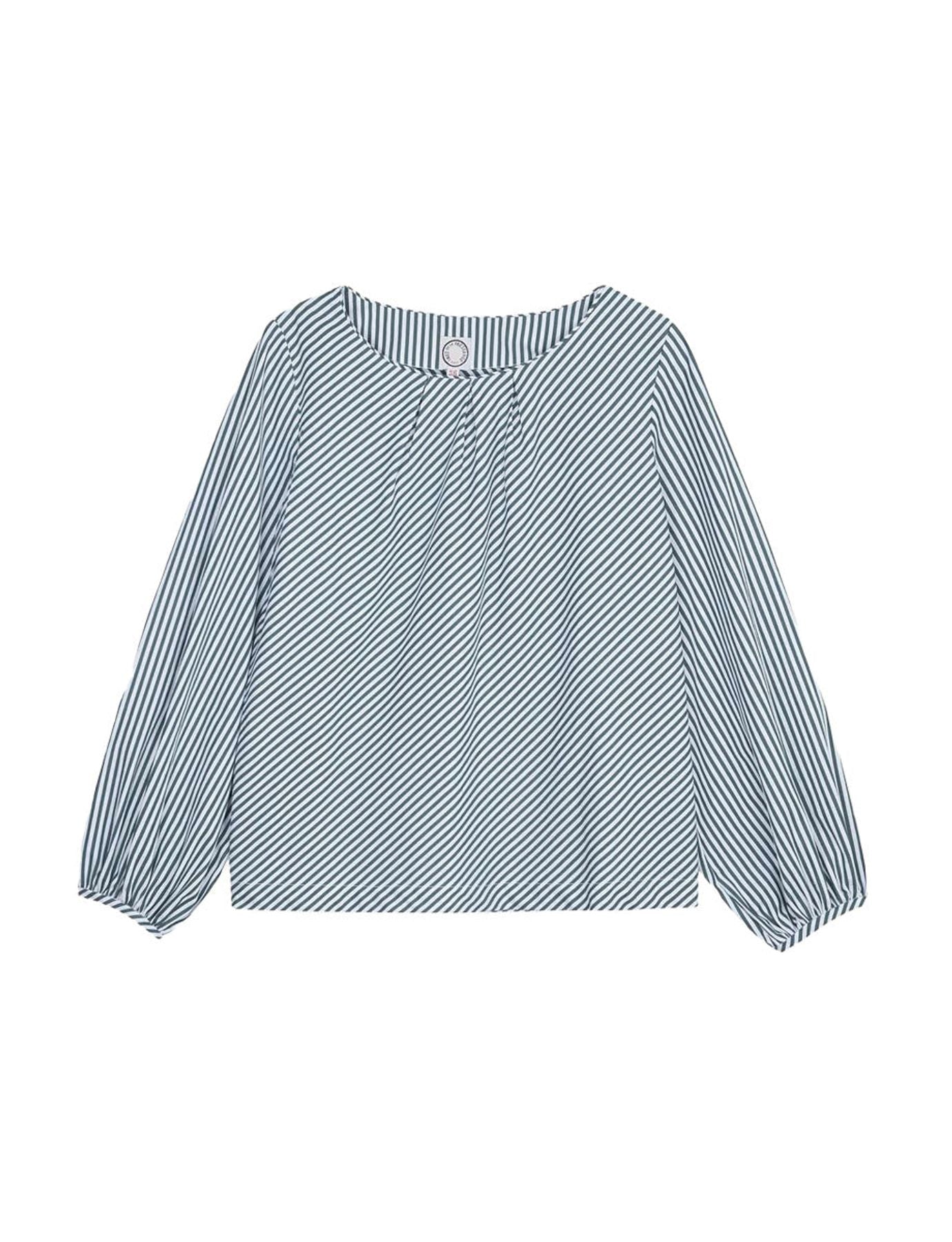 Blusa de algodón a rayas caqui Aria