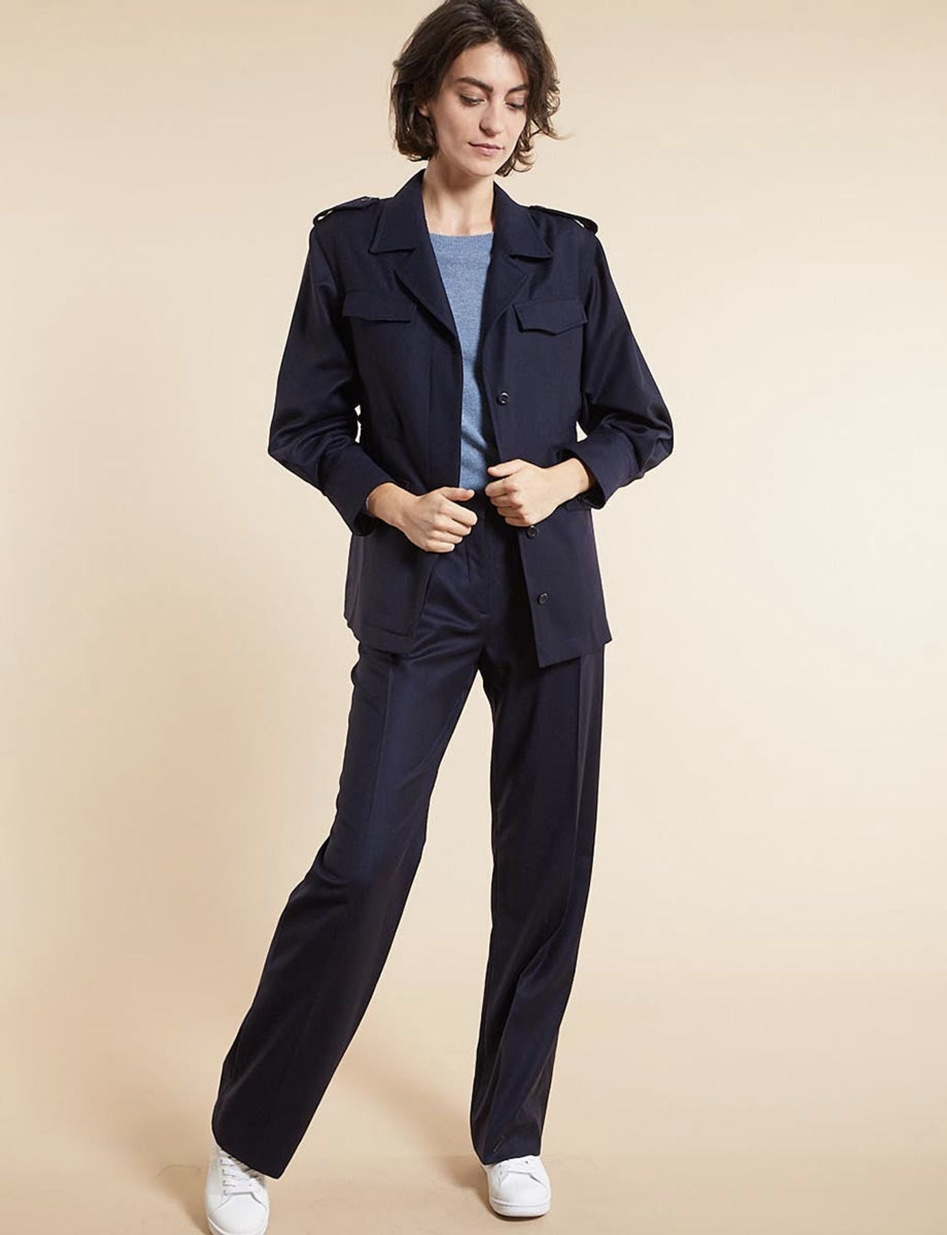 Giacca Renoir in lana blu navy