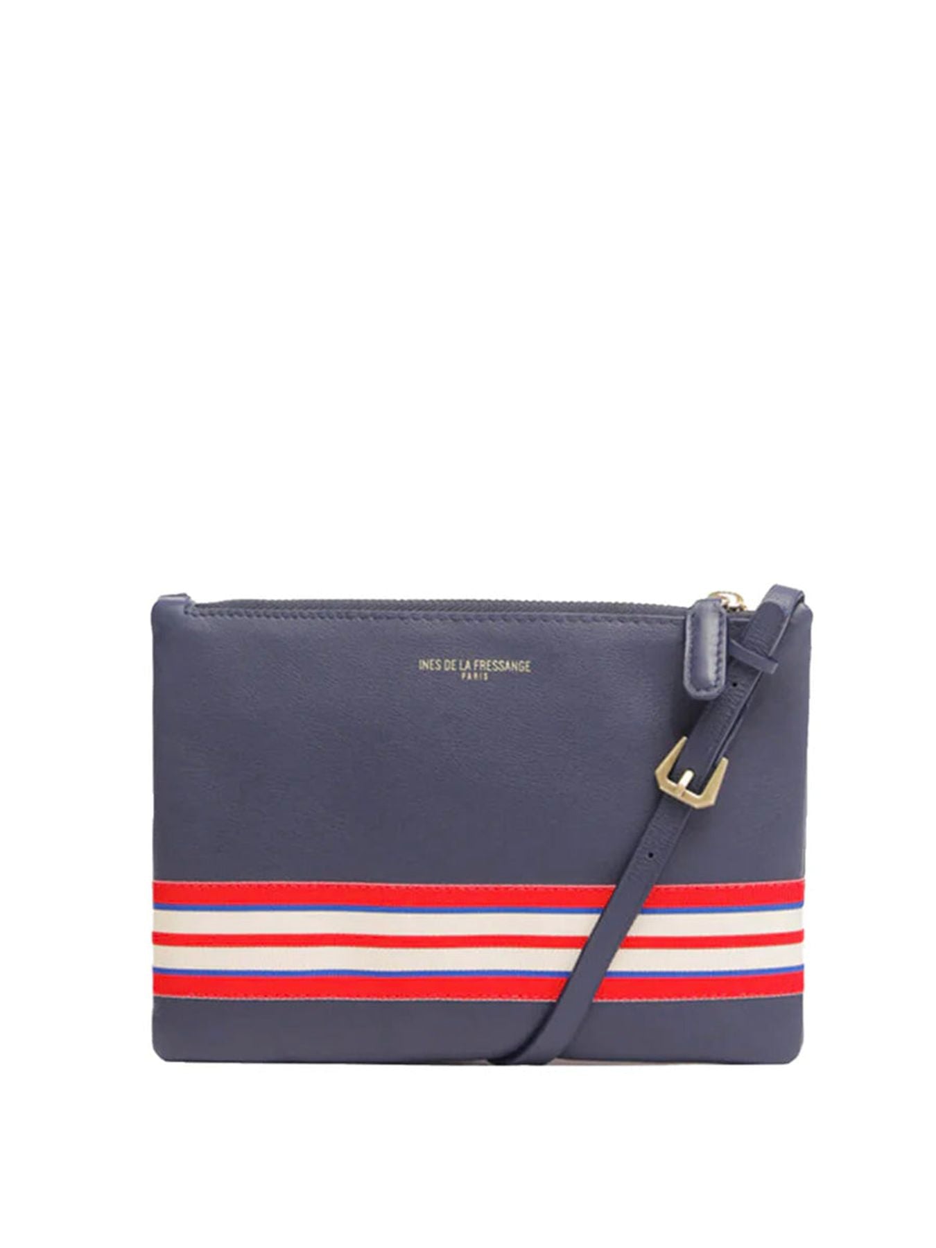 Pochette Le Parisien in pelle blu scuro