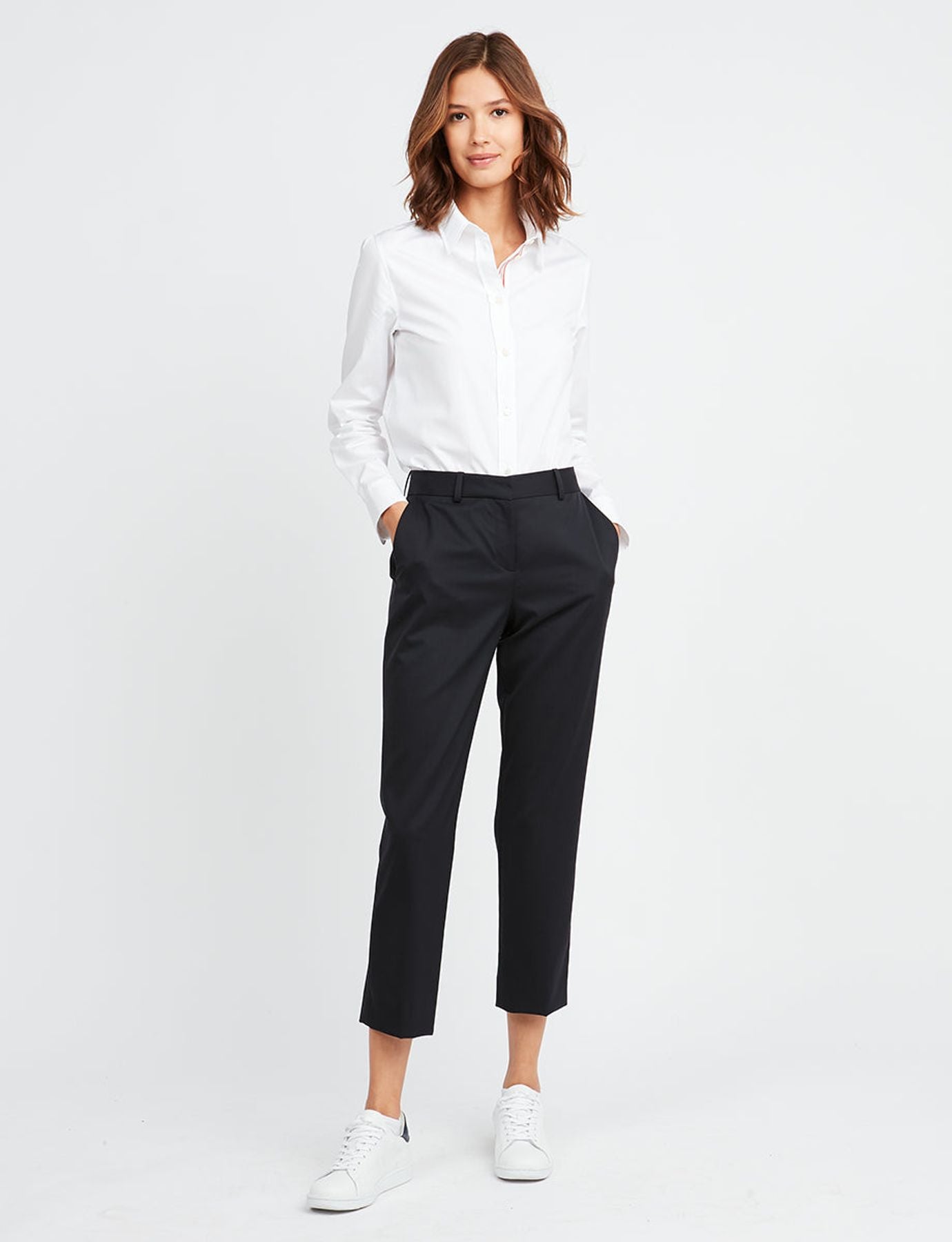 Pantaloni Audrey in lana fina azul marino