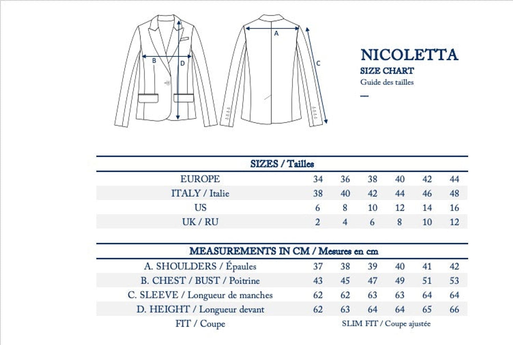 Nicoletta giacca blu navy non più in uso