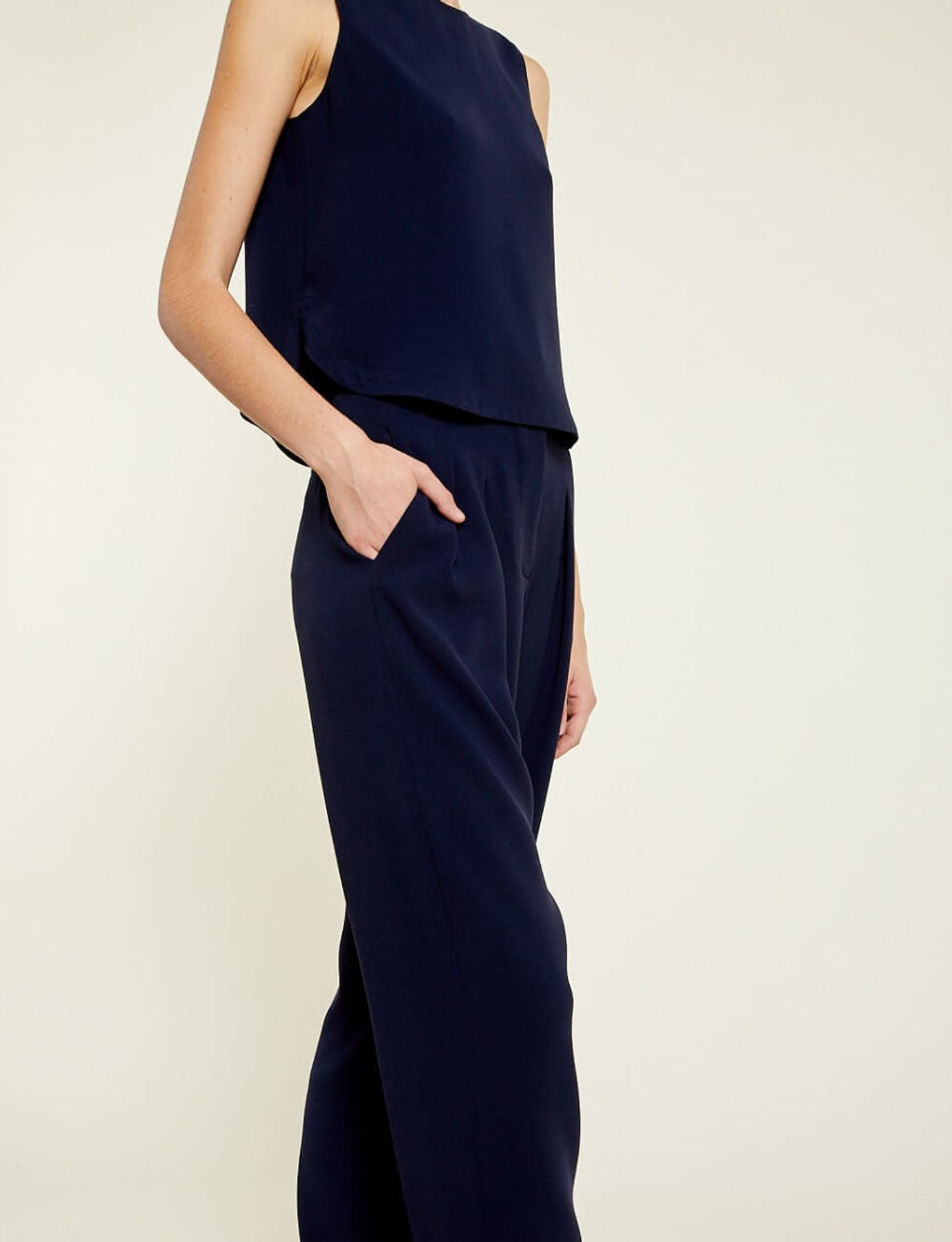Pantalone Atalia azul marino algodón acetato