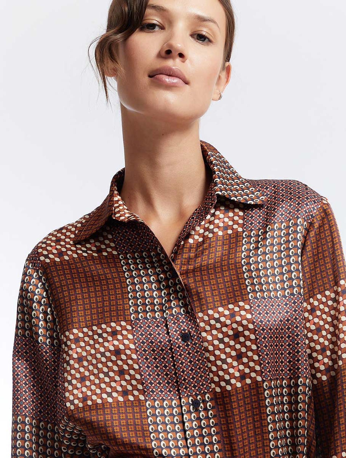 Cammello patchwork Vestido Amour