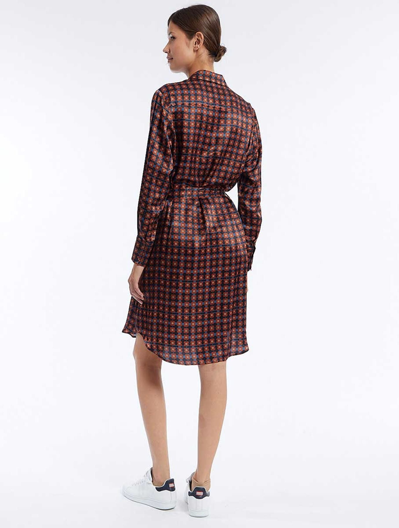 Vestido Amour in seda marrone stampata