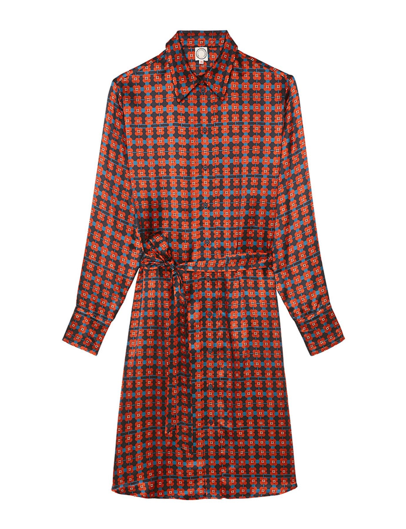 Vestido Amour in seda marrone stampata