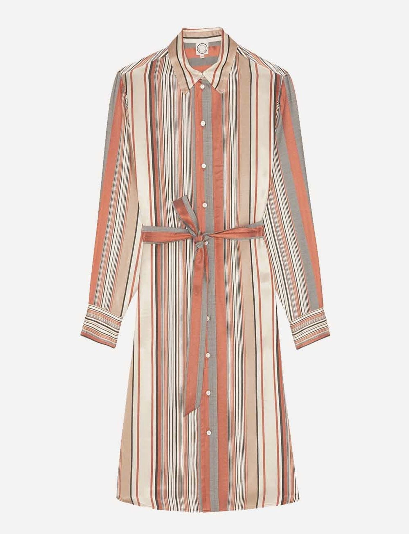 Vestito cammello a righe Amour
