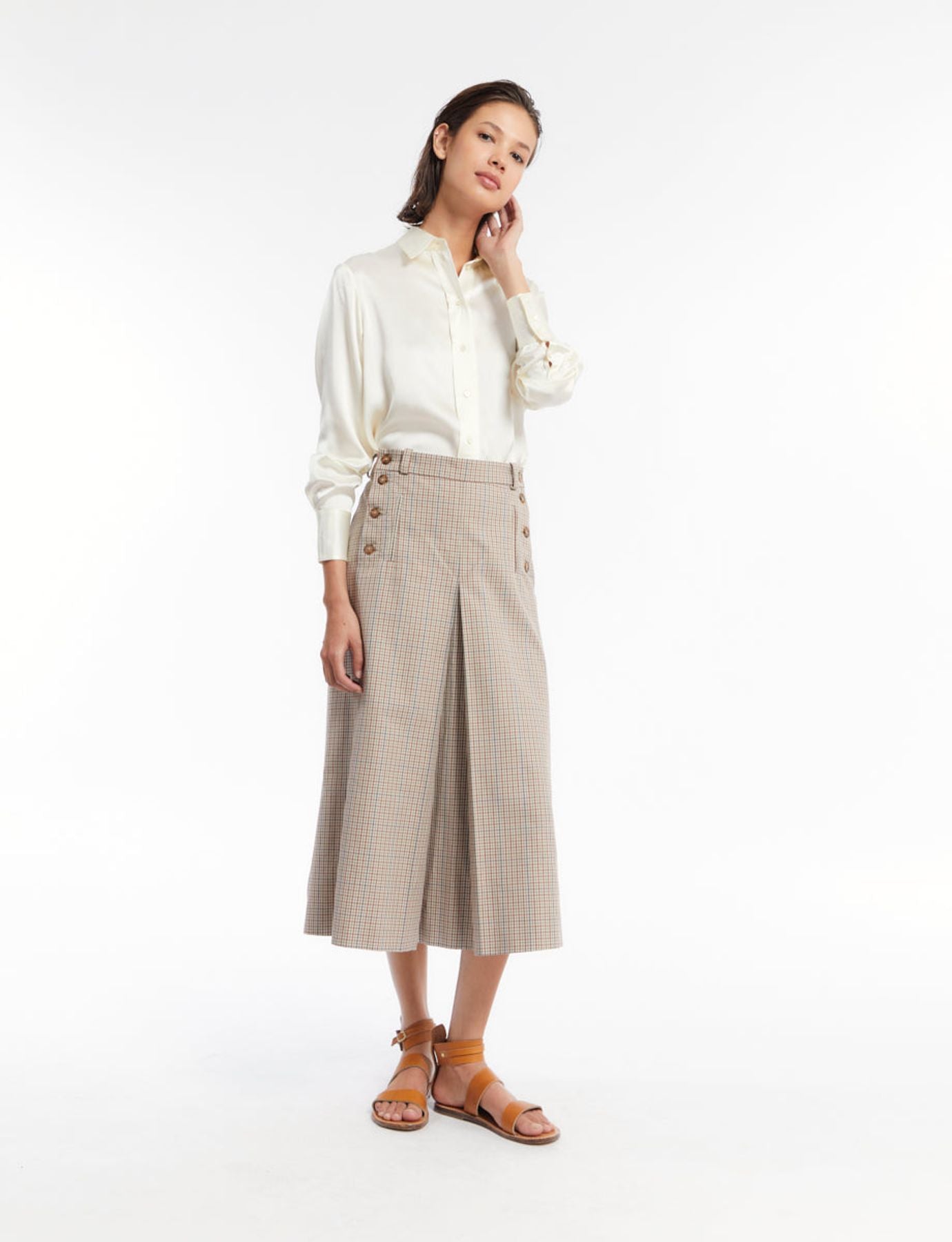 Falda Yona di cuoio beige