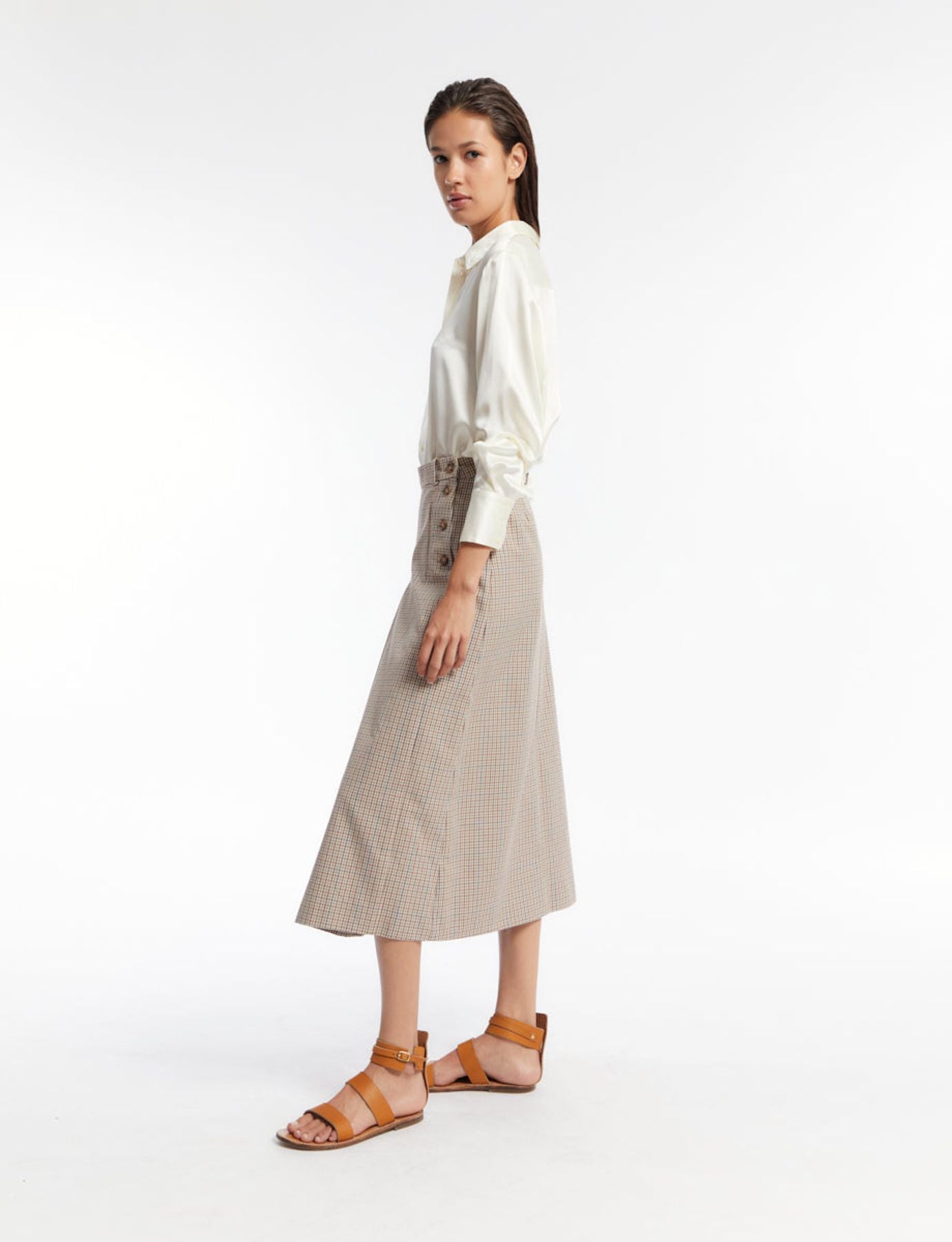 Falda Yona di cuoio beige