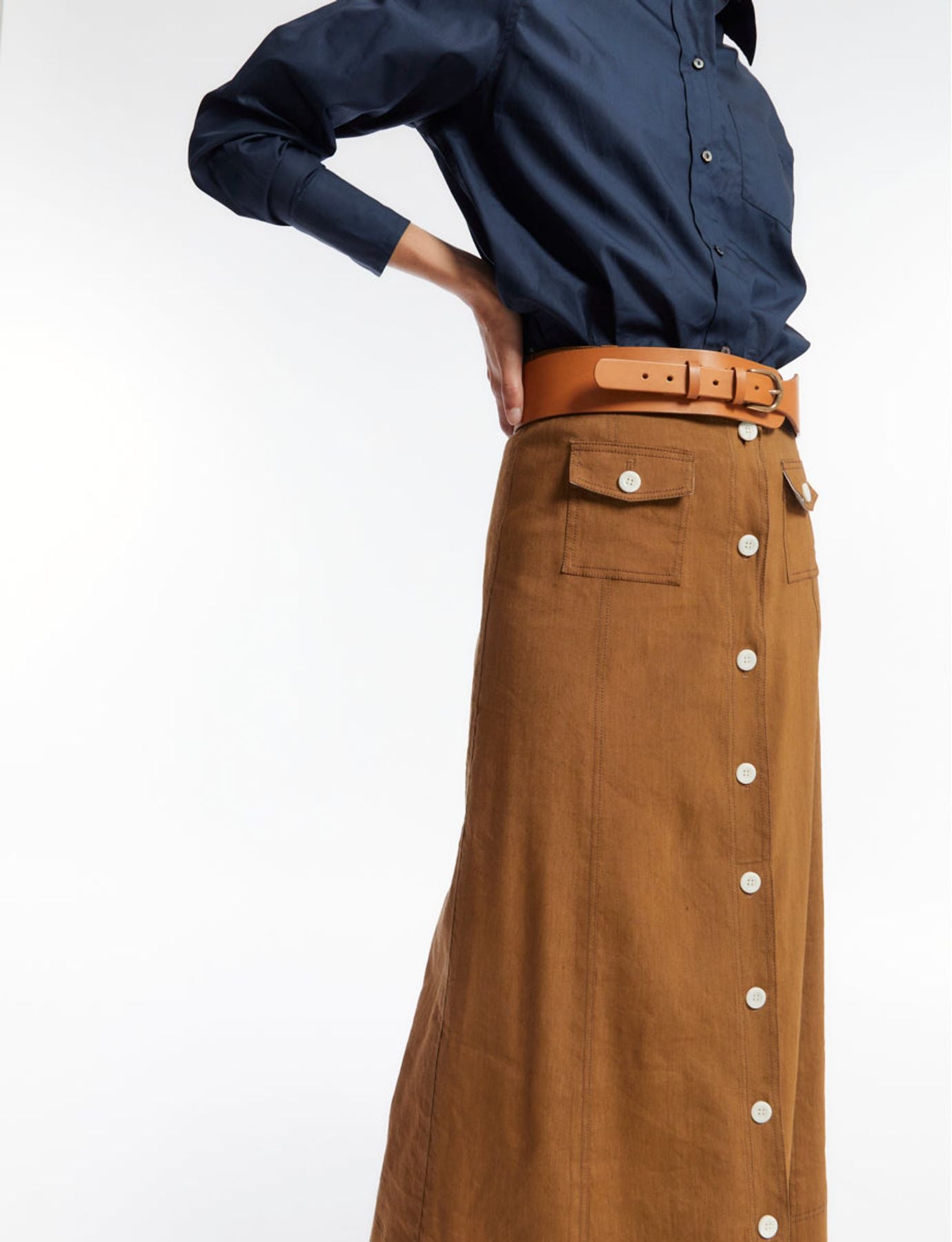 Falda di lino marrone Tatiana