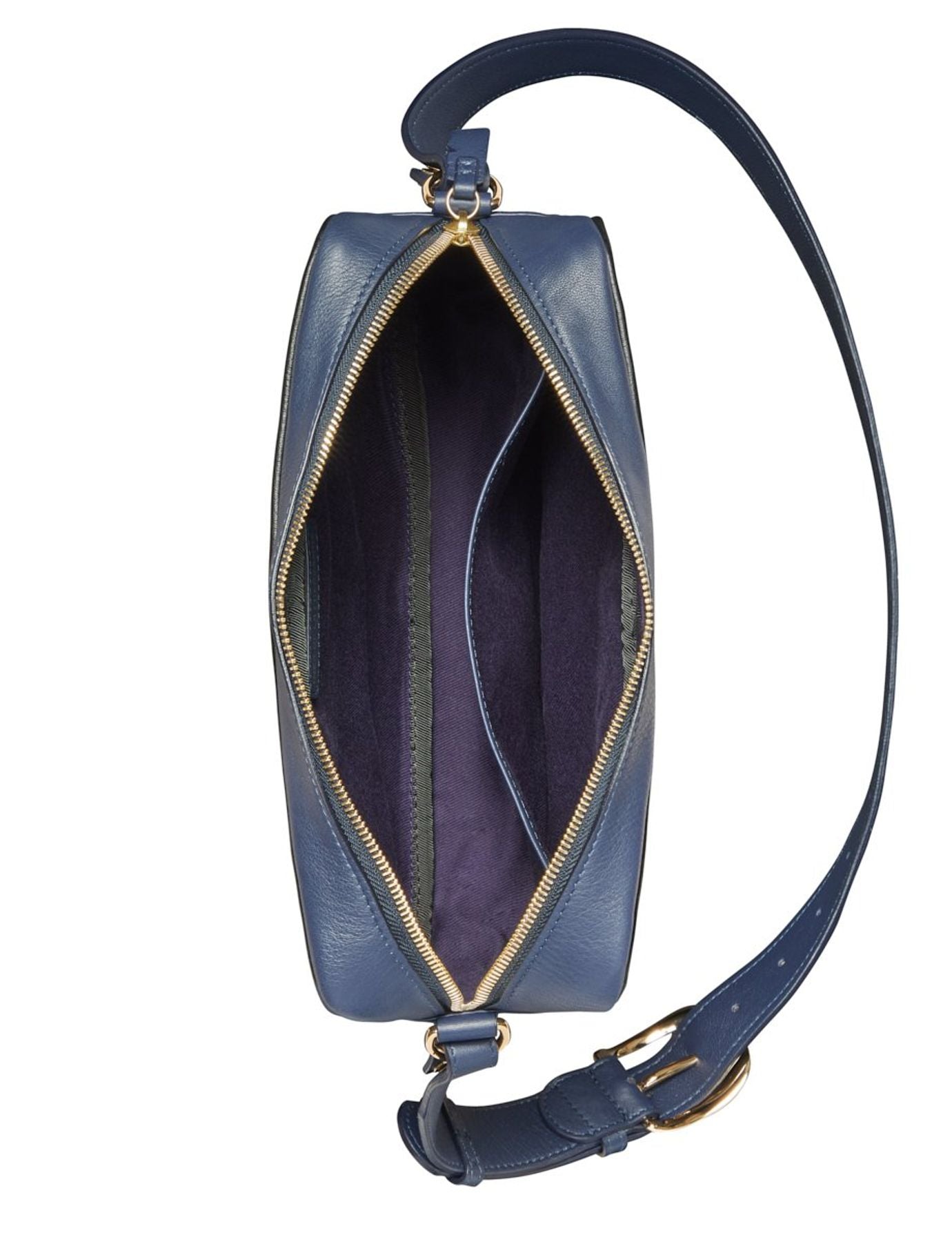 Borsa grande Marcia di pelle blu marino con borchie nere
