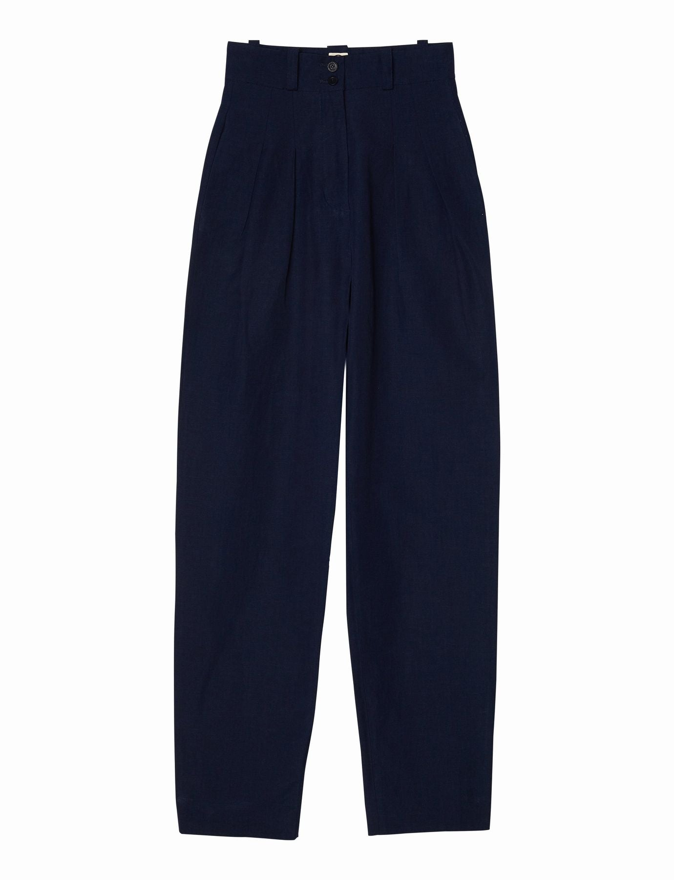Pantalone Atalia blu marino di algodon e lino