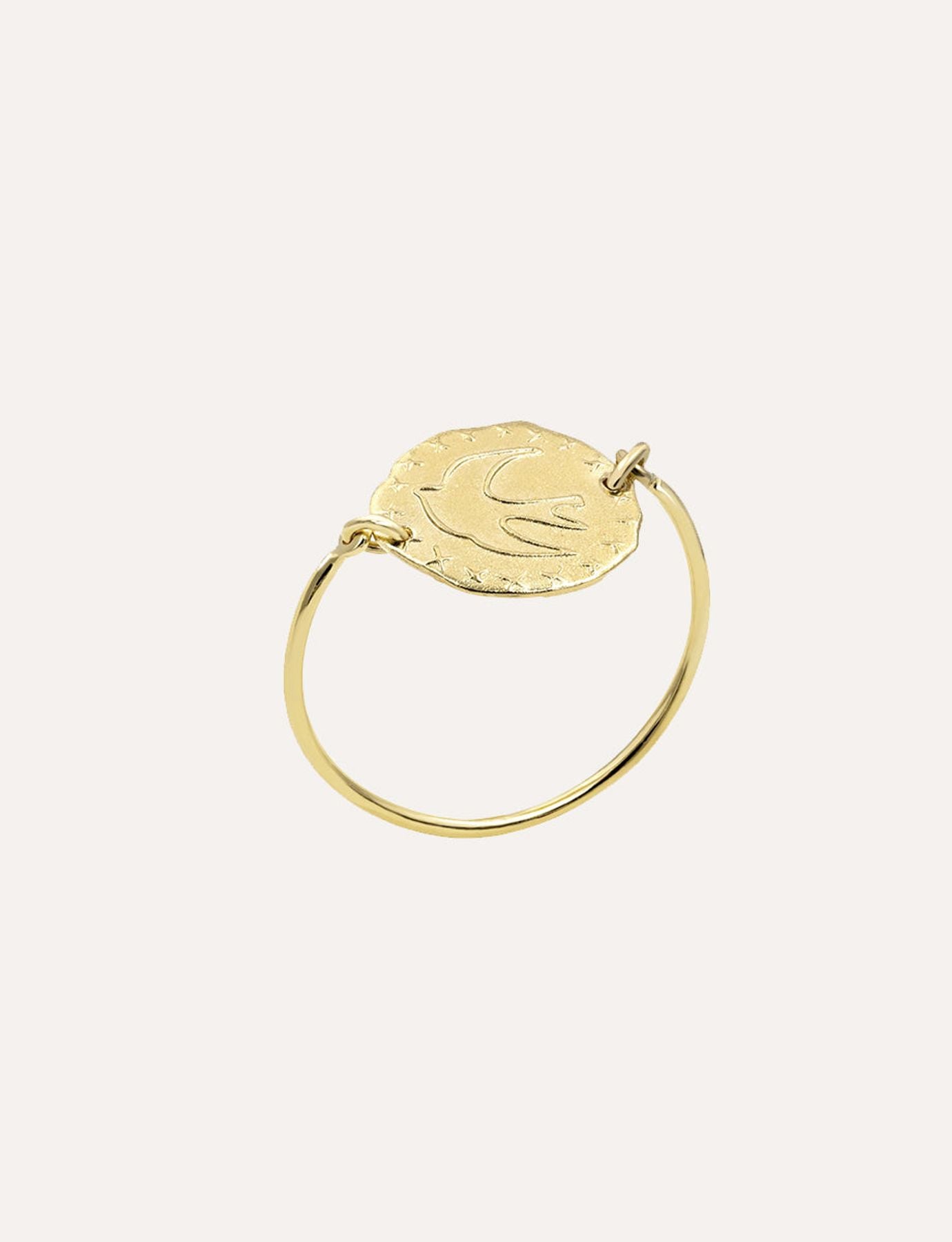 Anillo di Lutecia ricoperto d'oro con motivo di paloma