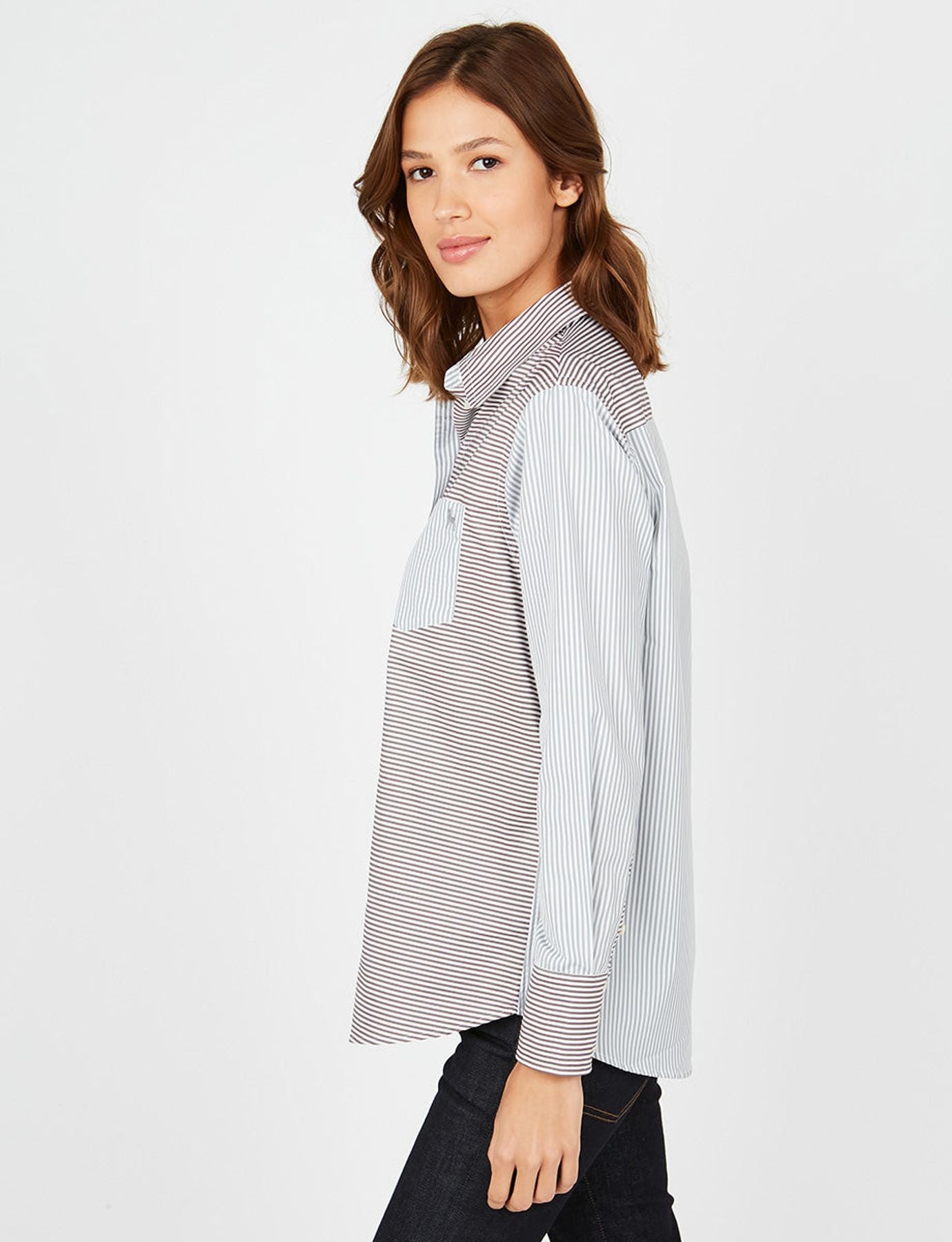 Camisa de rayas grises y marrones Maureen