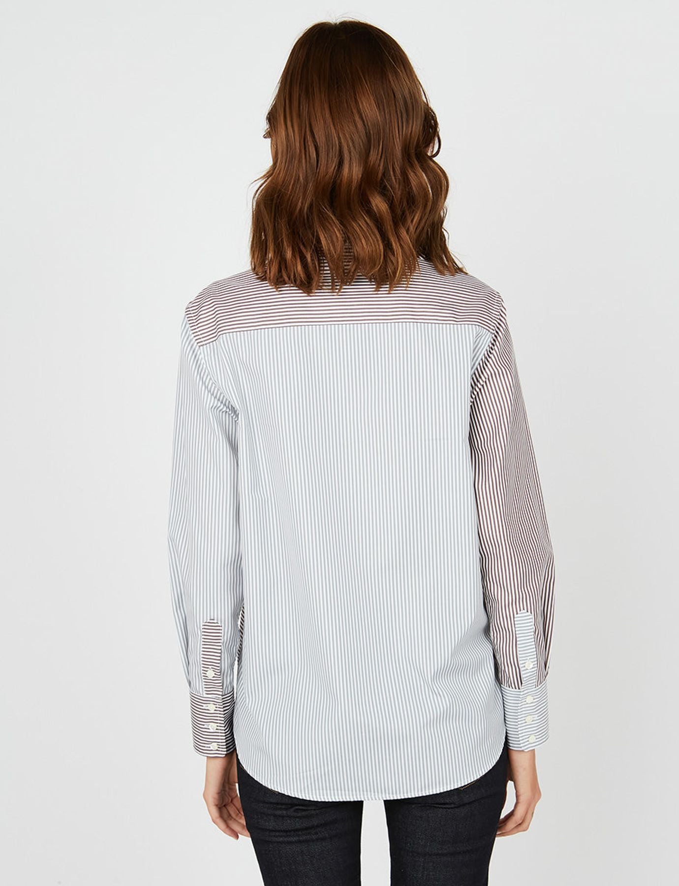 Camisa de rayas grises y marrones Maureen