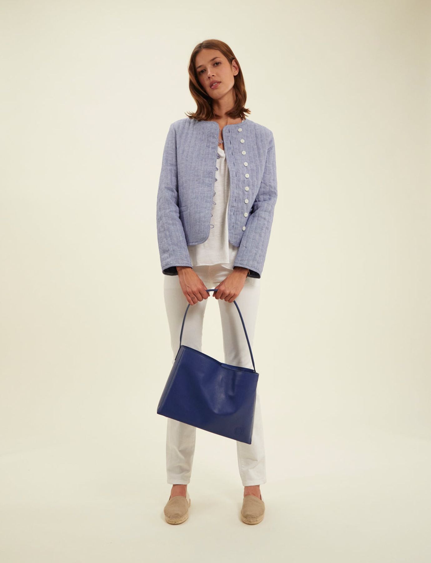 Borsa Léonore L in pelle cobalto