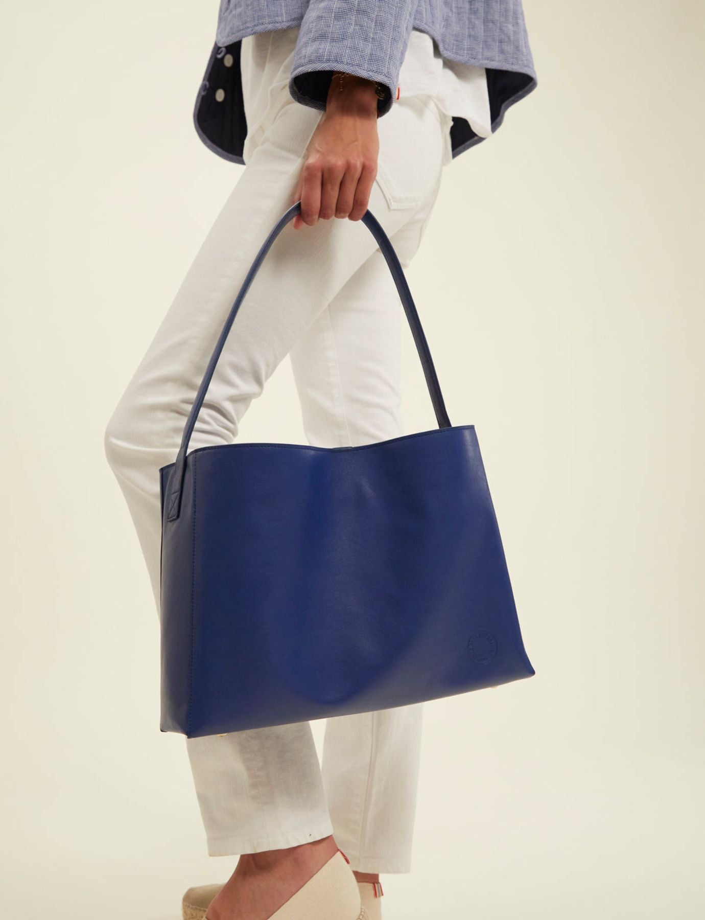 Borsa Léonore L in pelle cobalto
