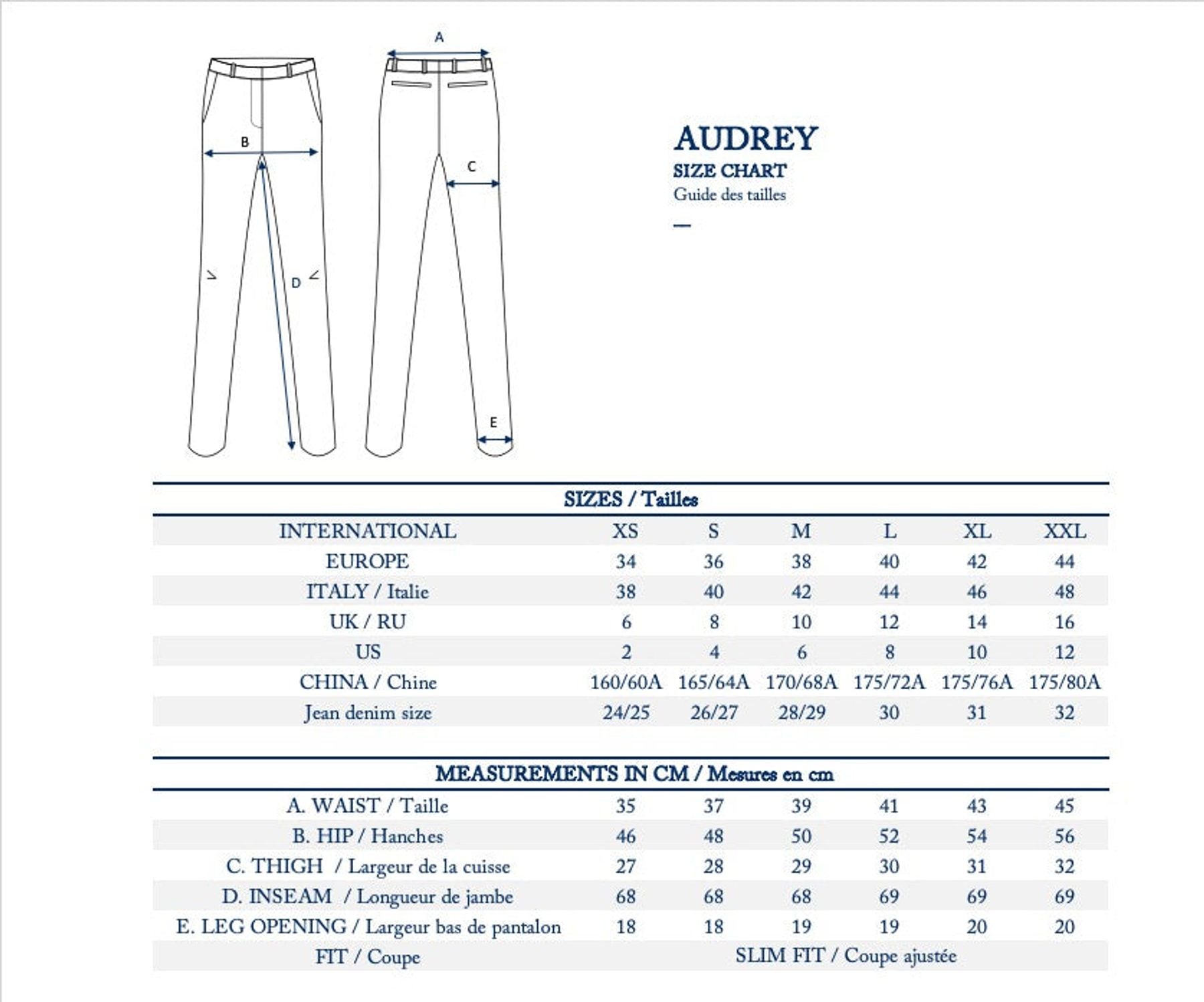 Pantaloni Audrey blu notte