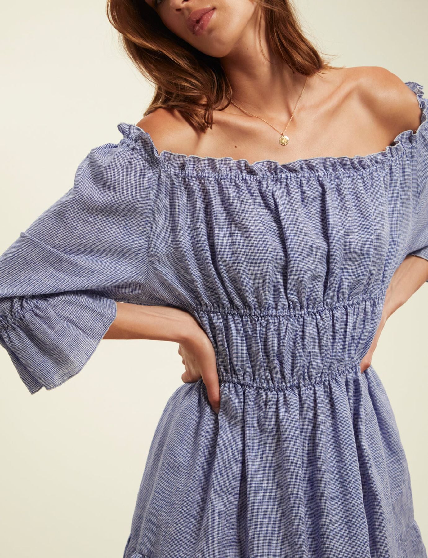 Abito Palmina in lino blu